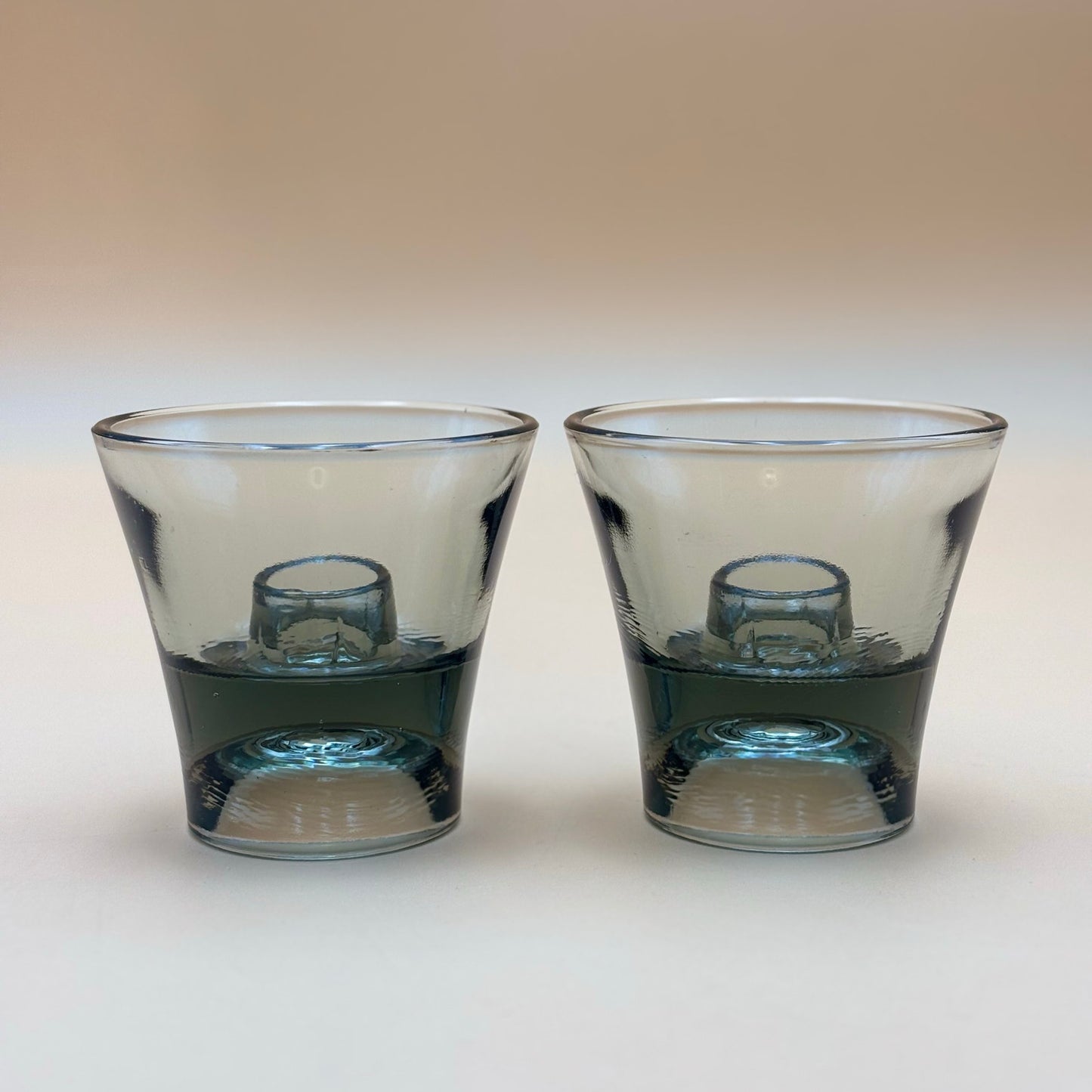Smoky Gray Glass Taper Candle Holders Set of 2