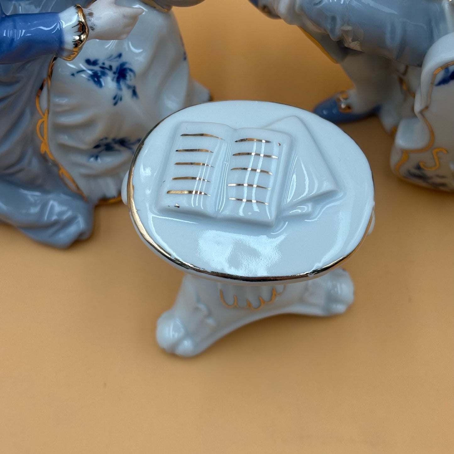 Porcelain Victorian Couple Playing Music Vintage Figurines