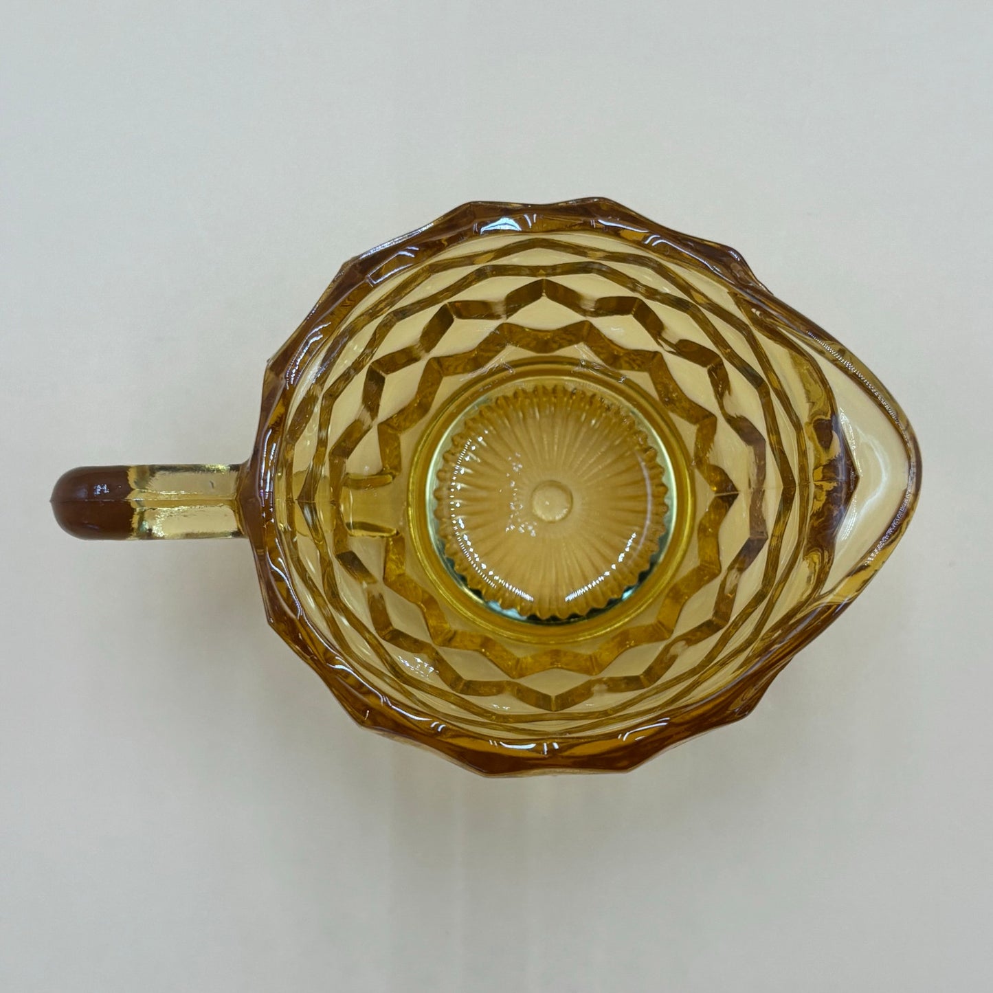 Vintage Jeannette Depression Glass Creamer - Cubist Amber Pattern