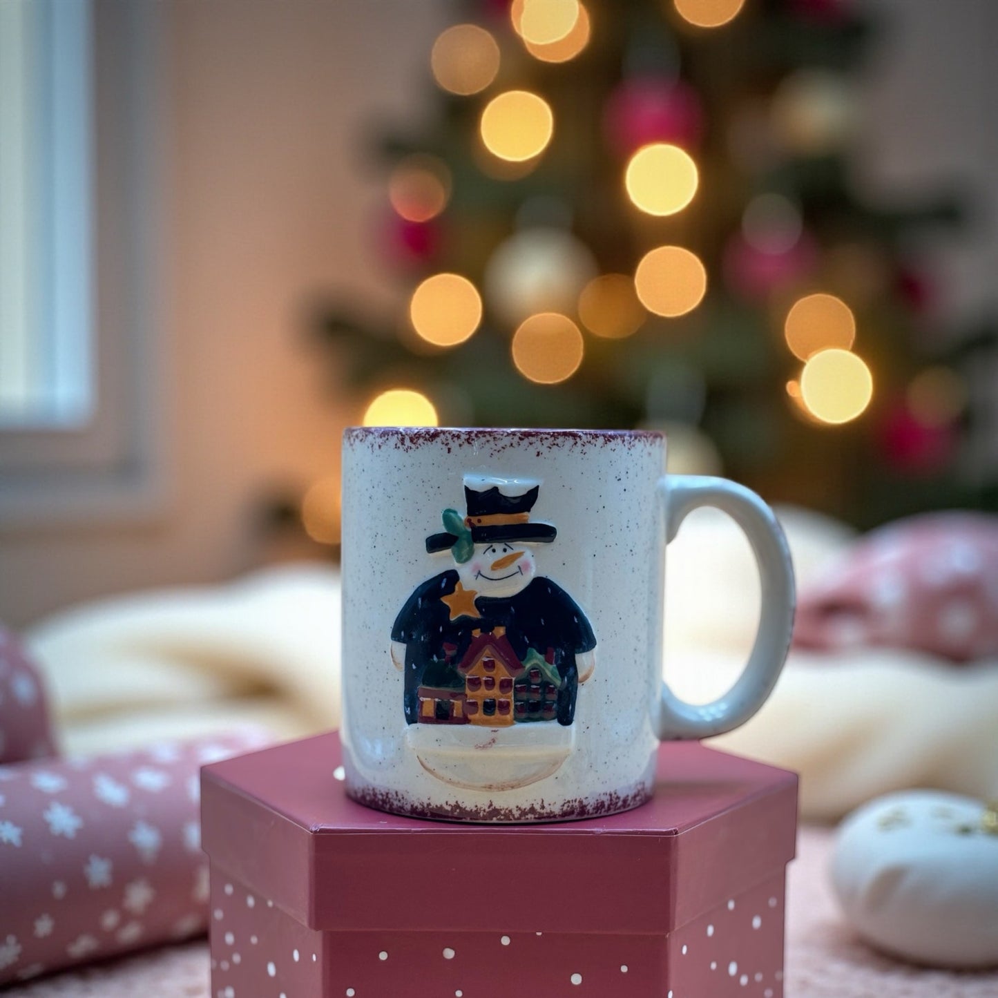 Vintage Snowman Mug with Matching Holiday Box