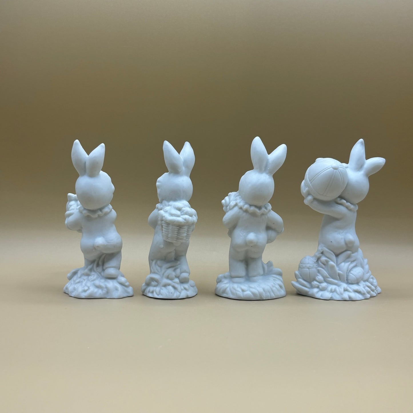 VTG Set of 4 White Porcelain Easter Bunny Figurines