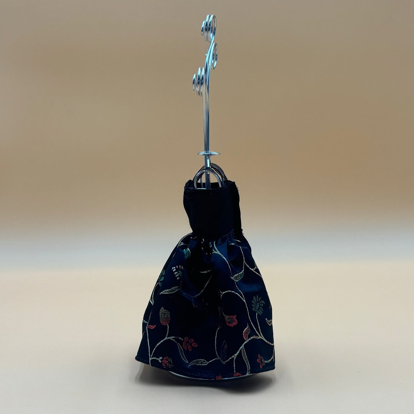 Mini Dress Form Photo/Card Holder - Black Floral Embroidery