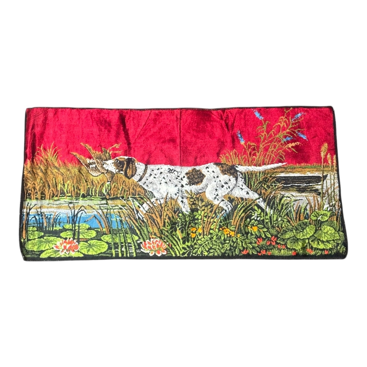 Italian Textile Wall Tapestry – Hunting Dog Scene by P & C Co., Made in Italy
