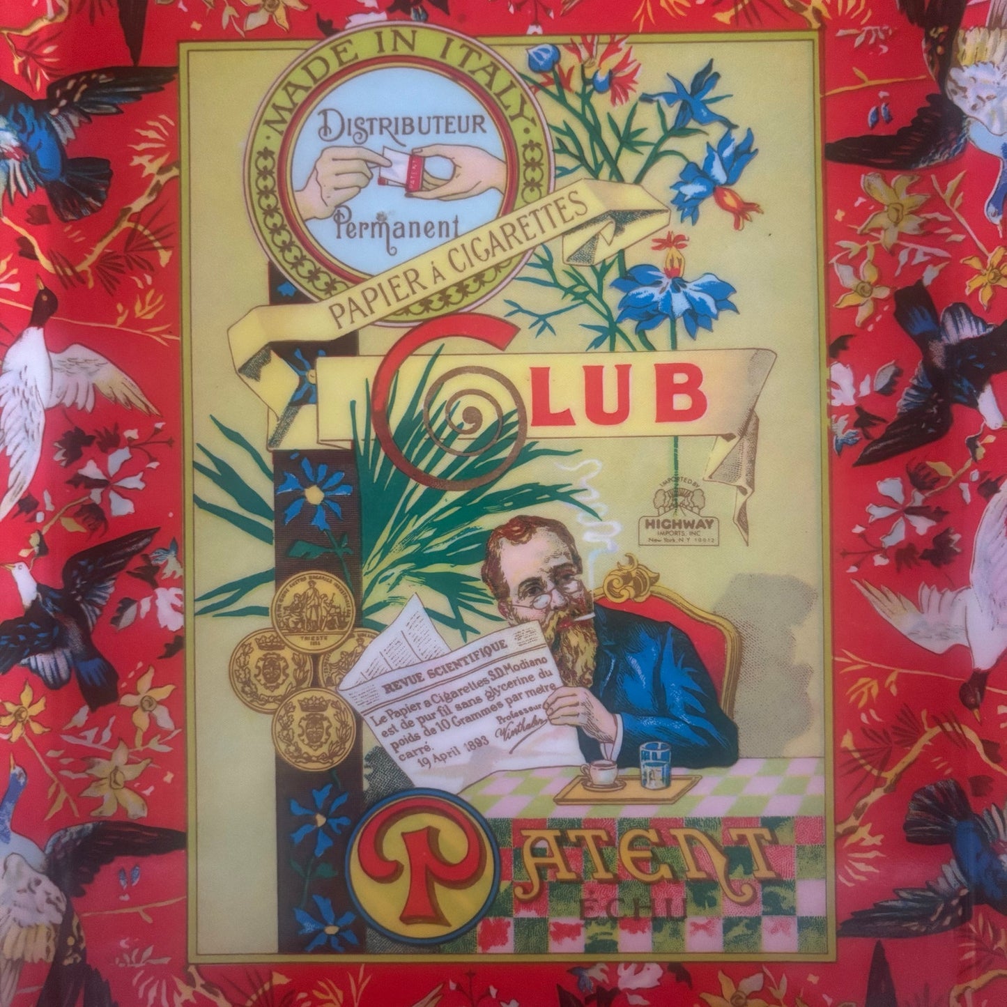 1970's Club Modiano “Patent ECHU” Tray – 13” x 9” Graphic Cigarette Design