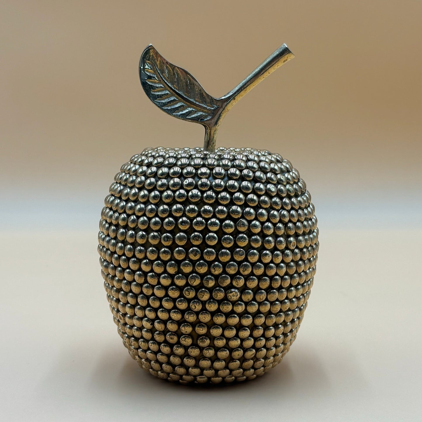 Vintage Brass Studded Apple Sculpture