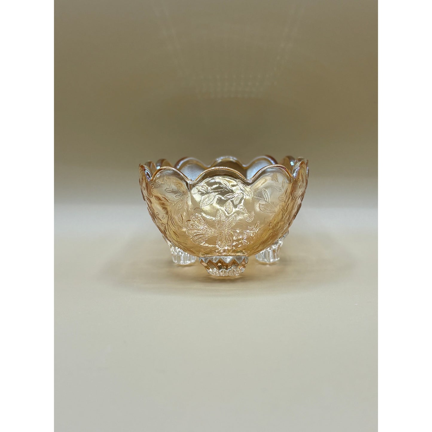Iridescent Louisa Pattern Candy Dish - Beautiful Decorative Bowl Peach Yellow and Gold