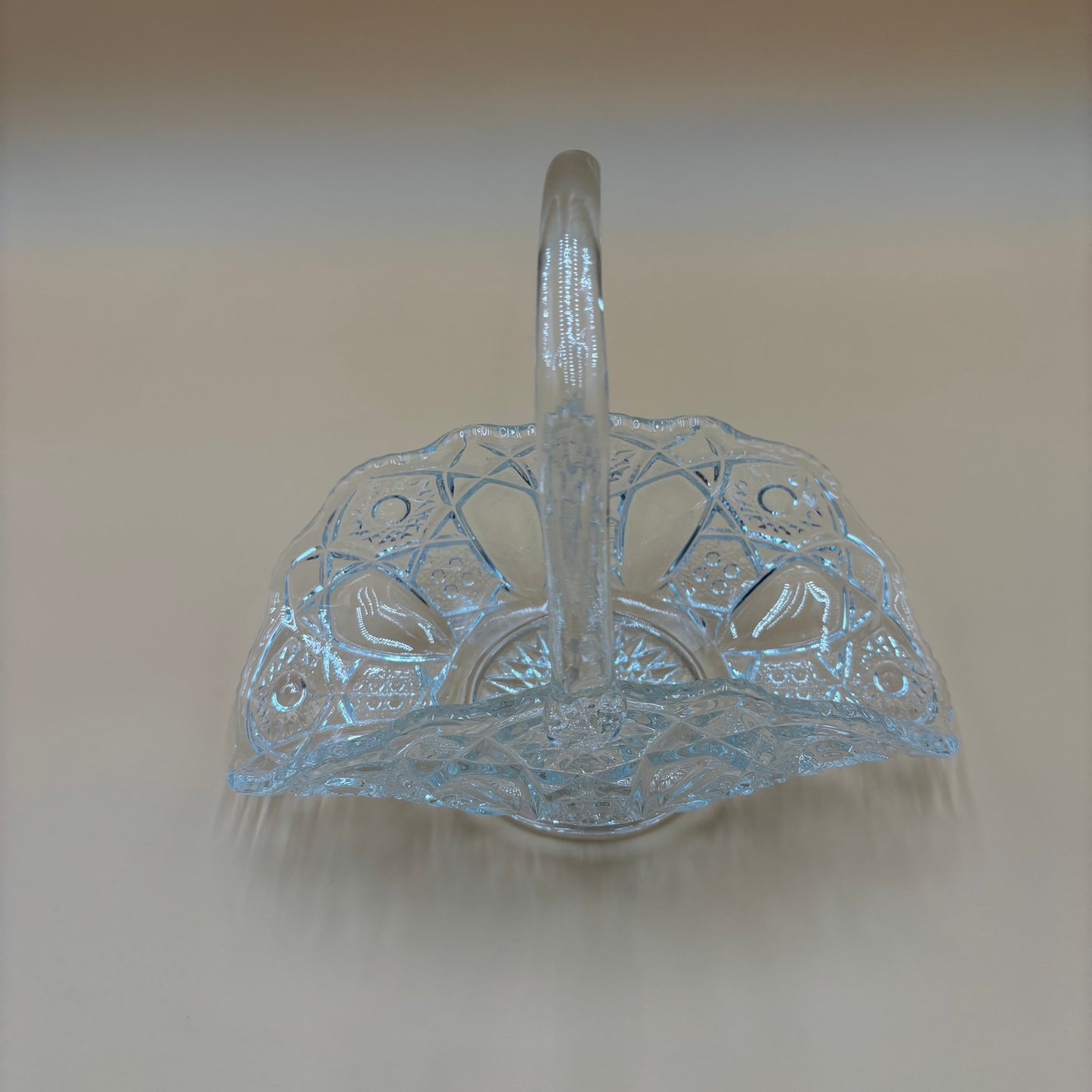 Vintage LE Smith Clear Bridal Basket Hobstar & Cane Pattern