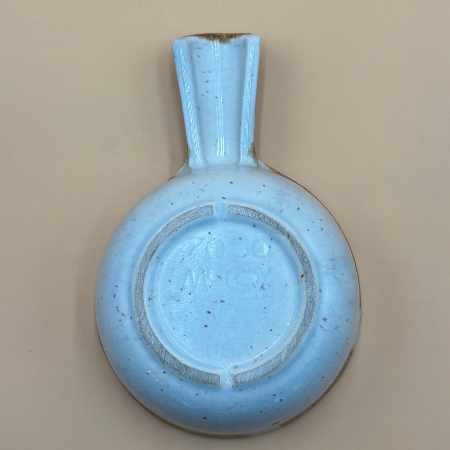 Vintage McCoy 7050 Handled Soup Bowl - Cream with Brown Drip Glaze