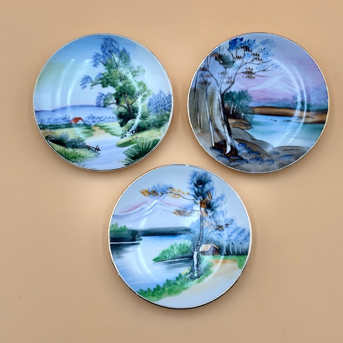 Hand Painted Scenic Plates – Japan Wall Display Set 6 Ucago