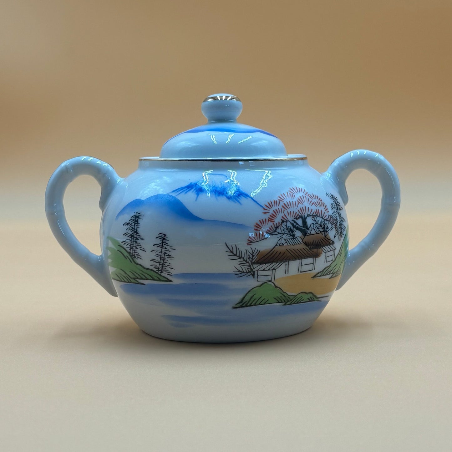 Vintage Ritz China Hand Painted Japanese Tea Set - Mt. Fuji Scene 18 Pieces