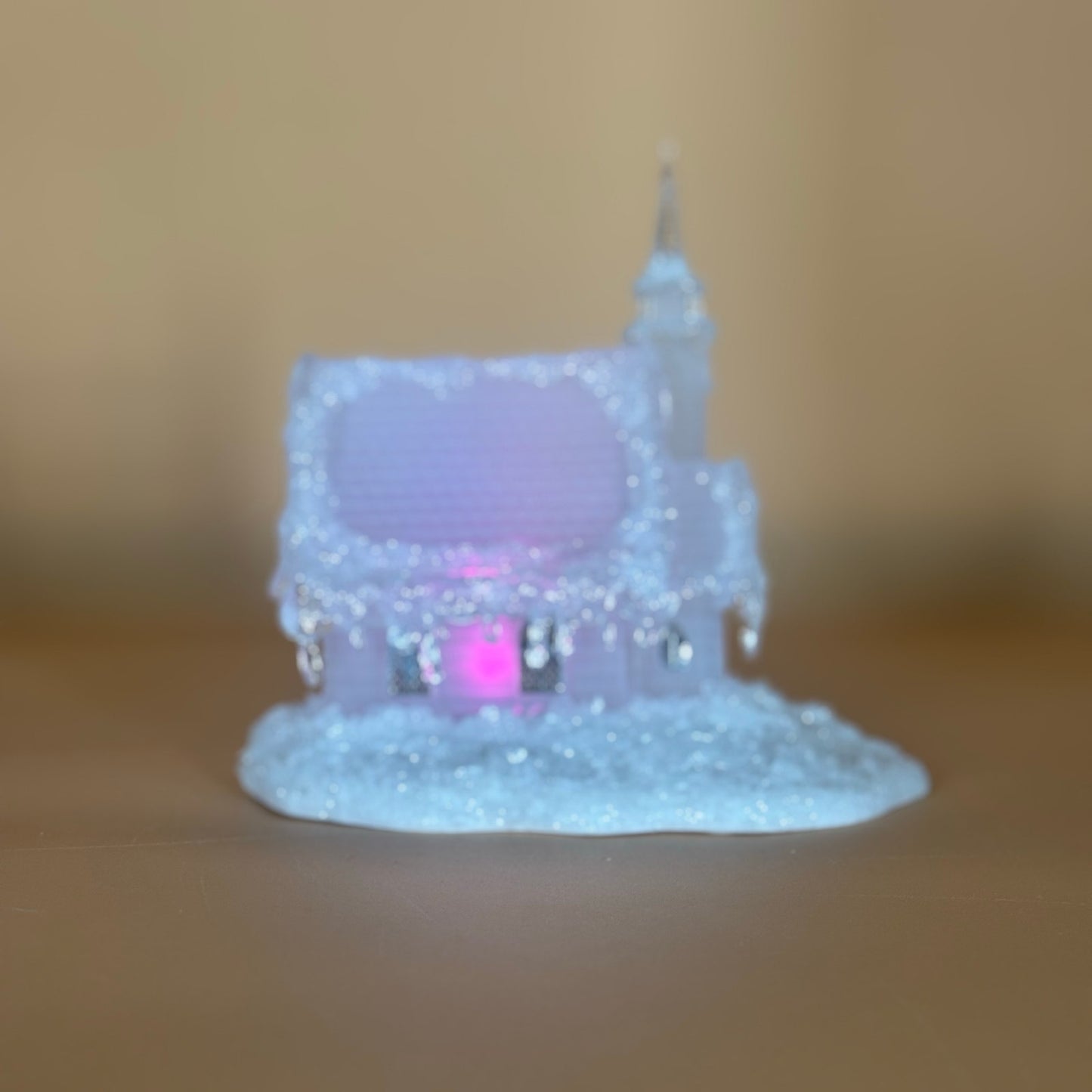 Holiday Ice Sculptures Ice Village Church – Color Changing Light-Up Christmas Décor