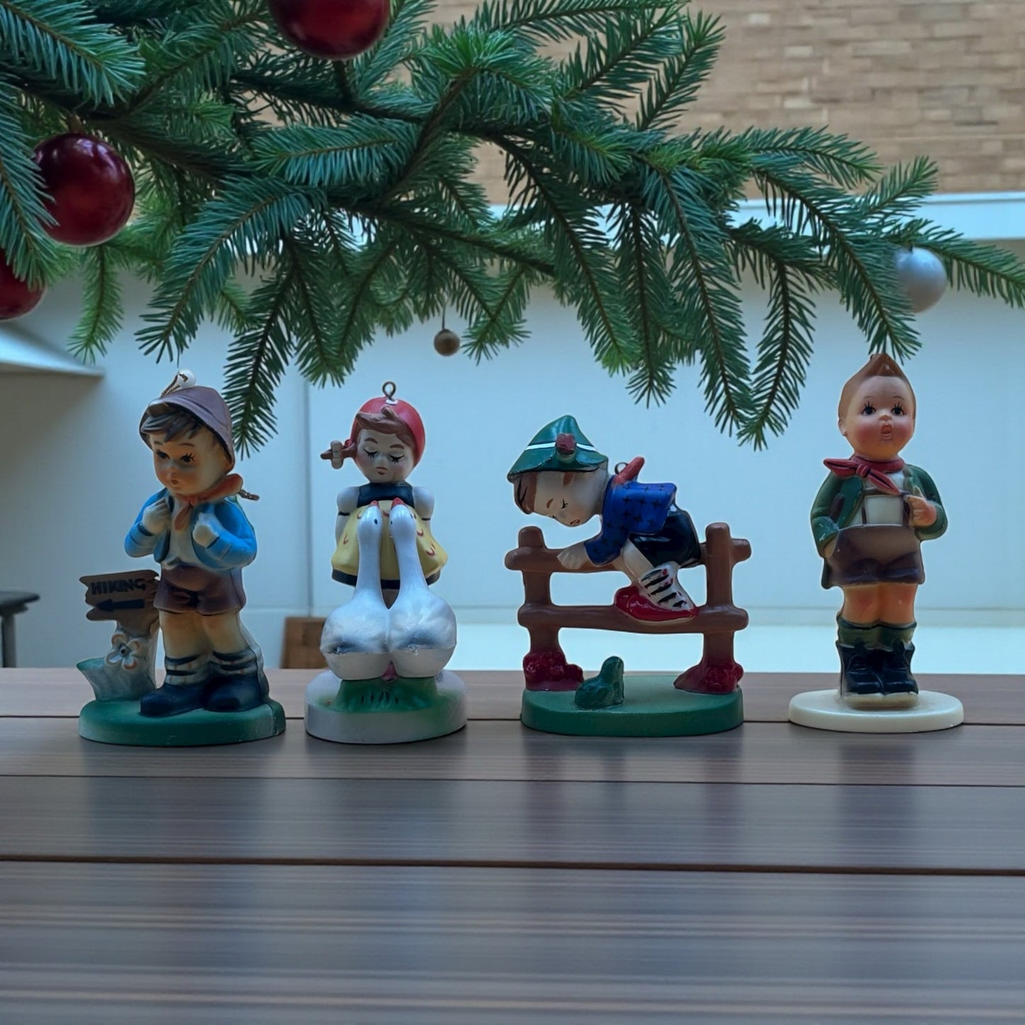 Vintage Plastic Hummel-Style Children Ornaments (Set of 4