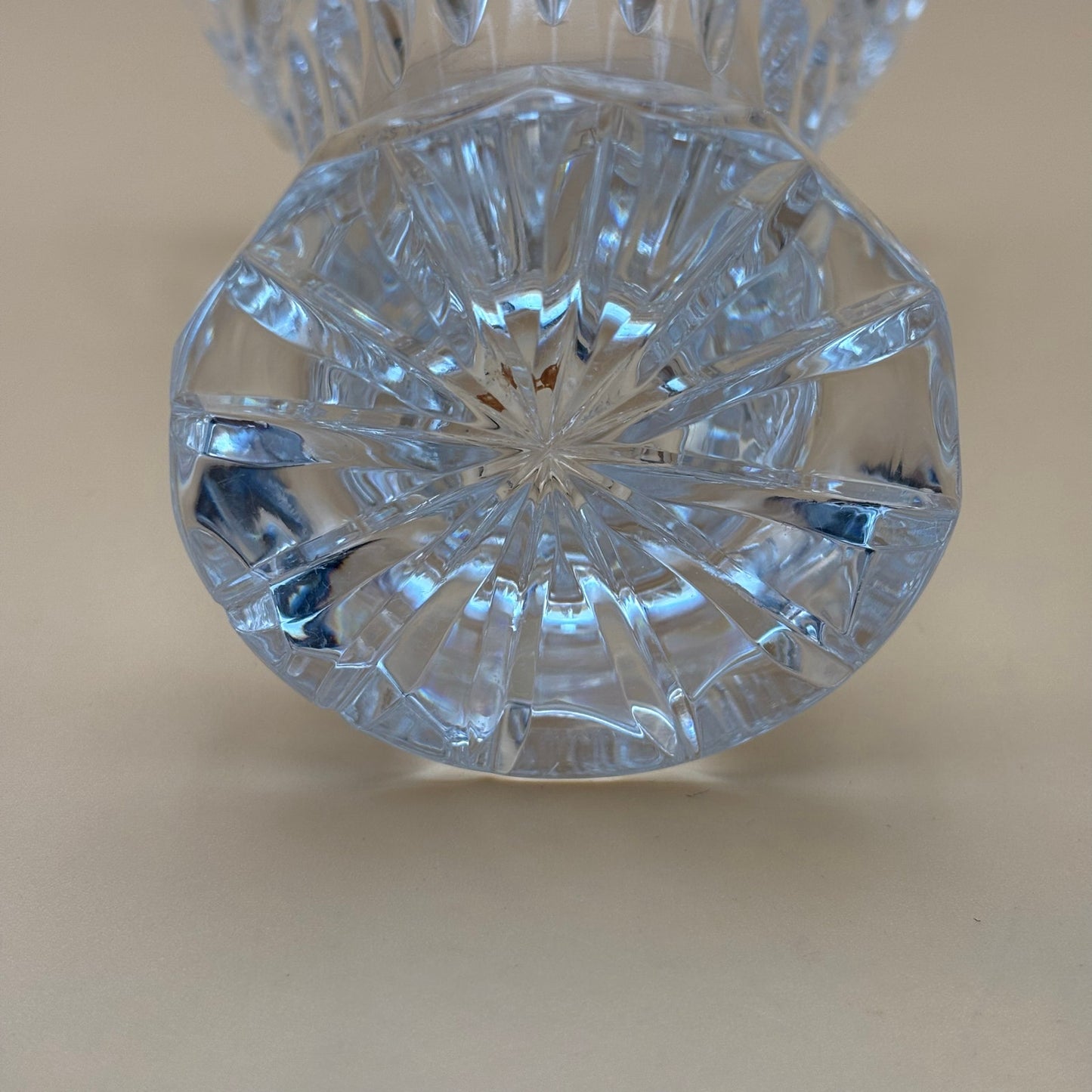 Cut Glass Vase with Scalloped Rim and Starburst Base