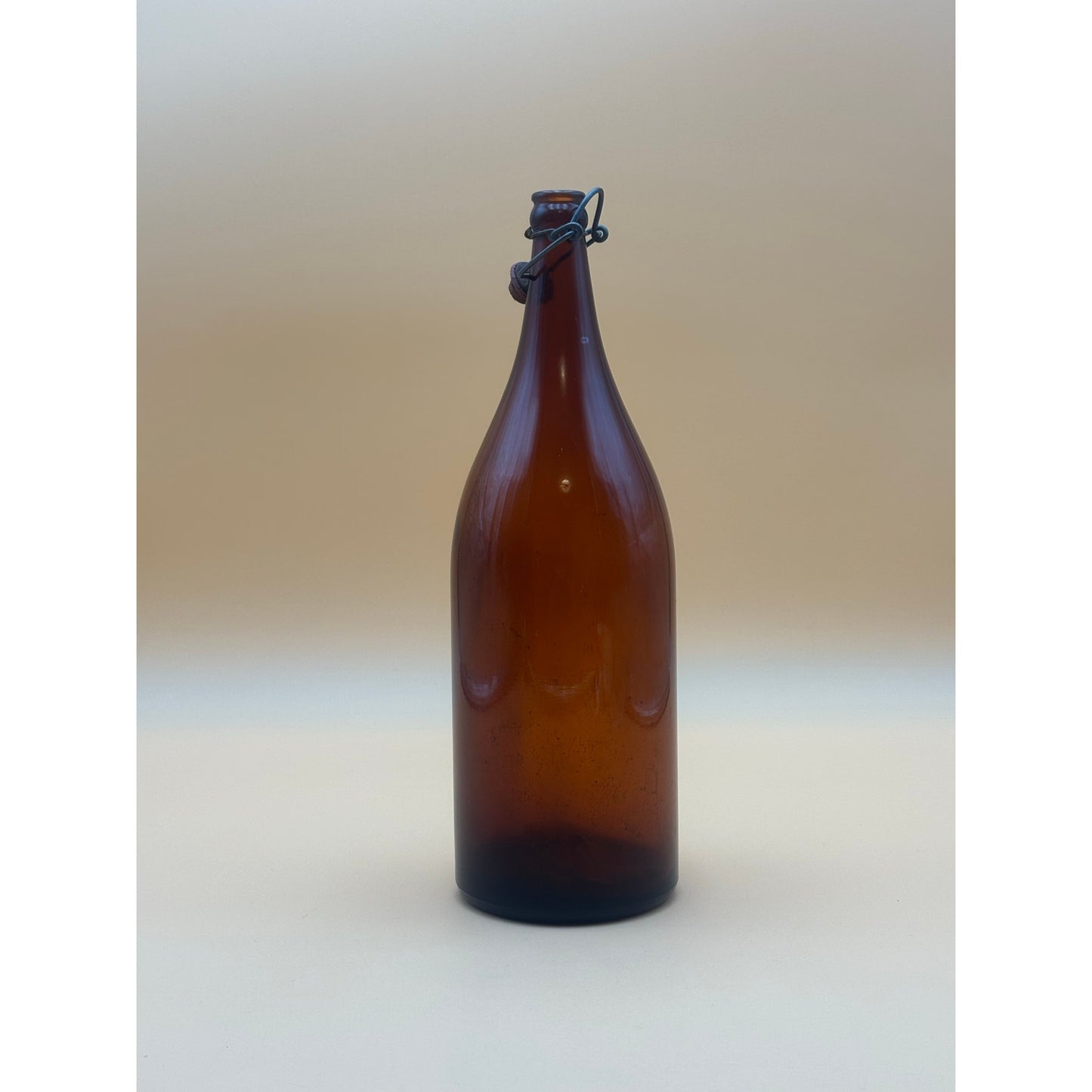 Vintage Brown Glass Bottle with Swing Top Closure 14"