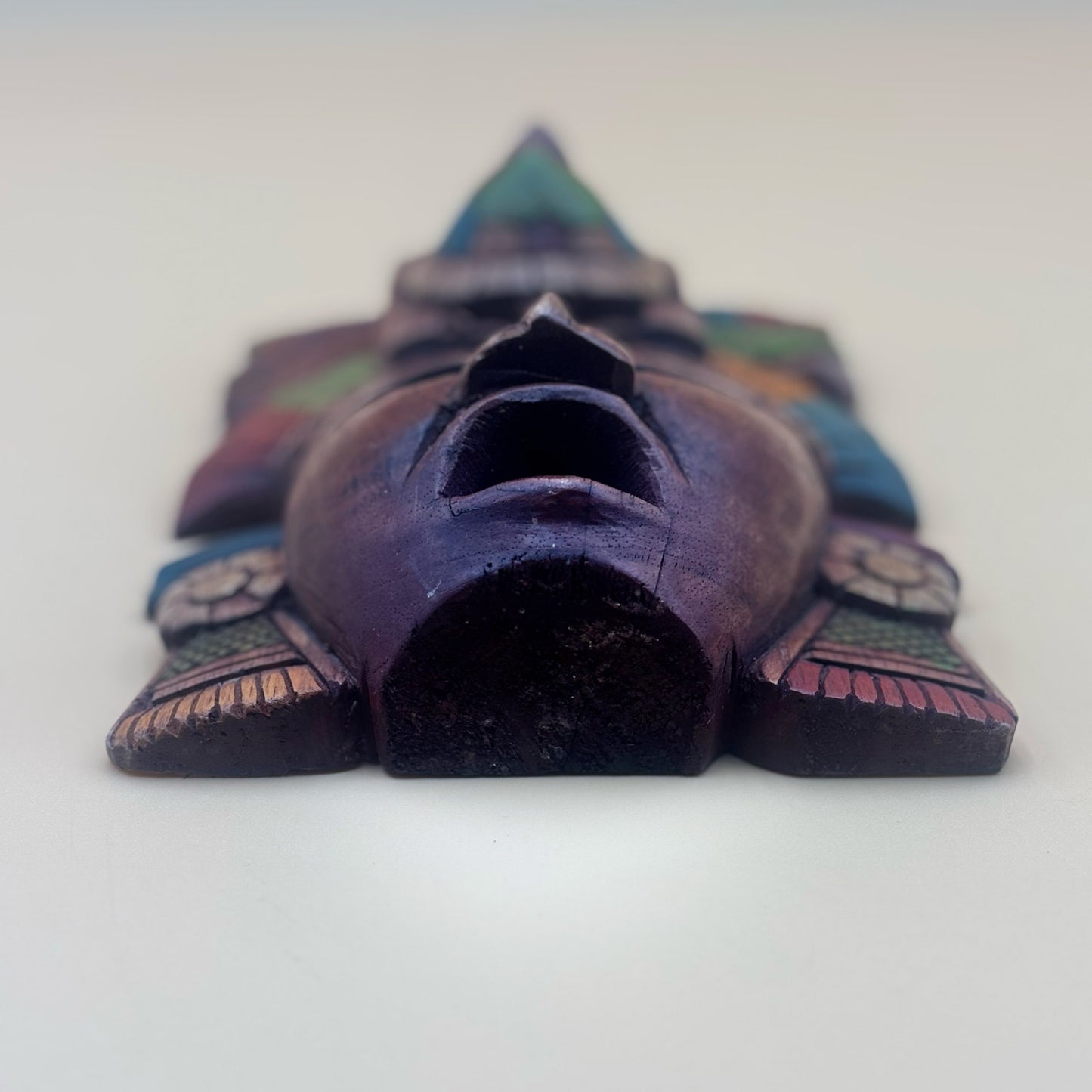 Mesoamerican Hand-Carved Warrior Mask/Wall Plaque - Turtle & Serpent Wall Art