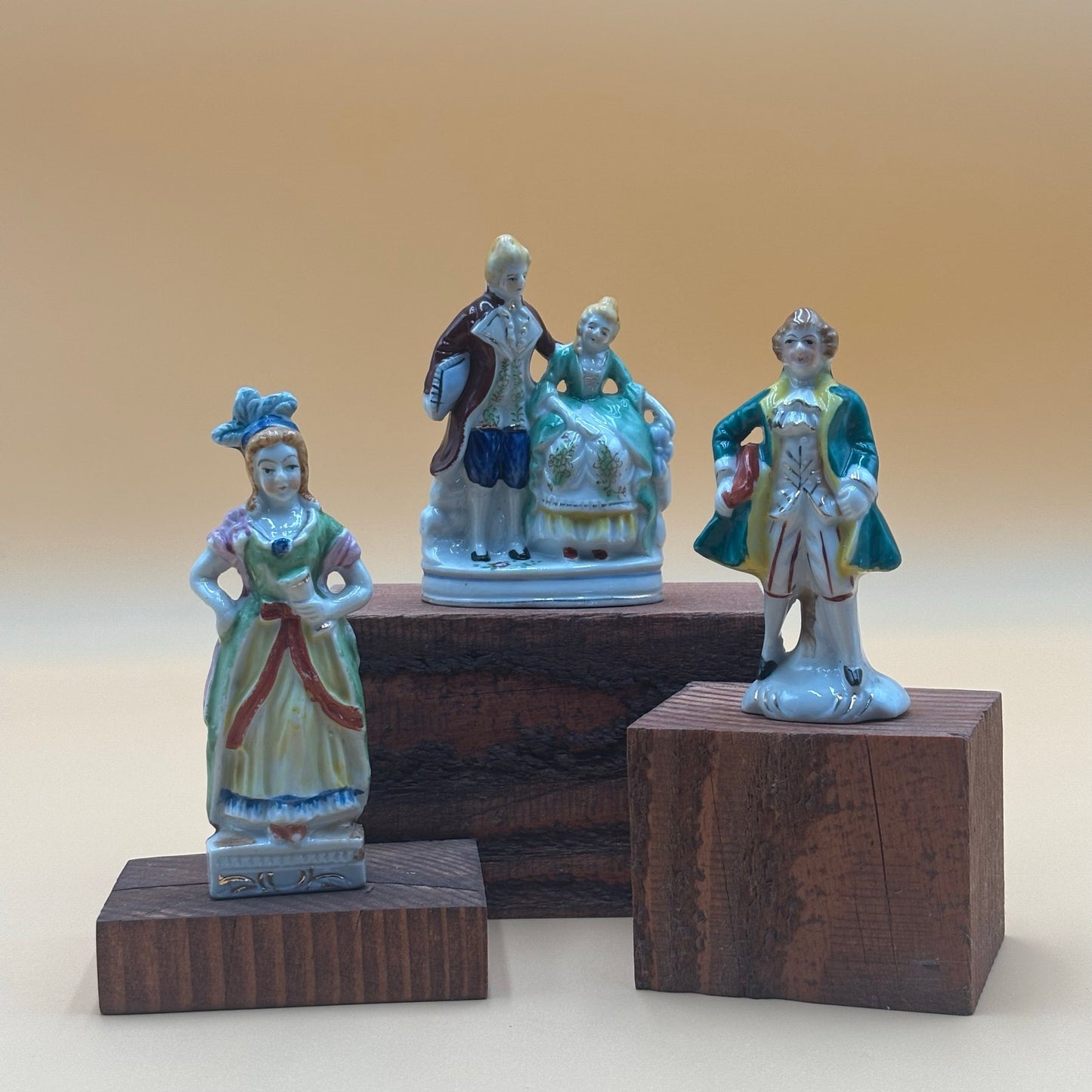 Vintage Victorian Occupied Japan Porcelain Figurine Set of 3 - Colonial Characters