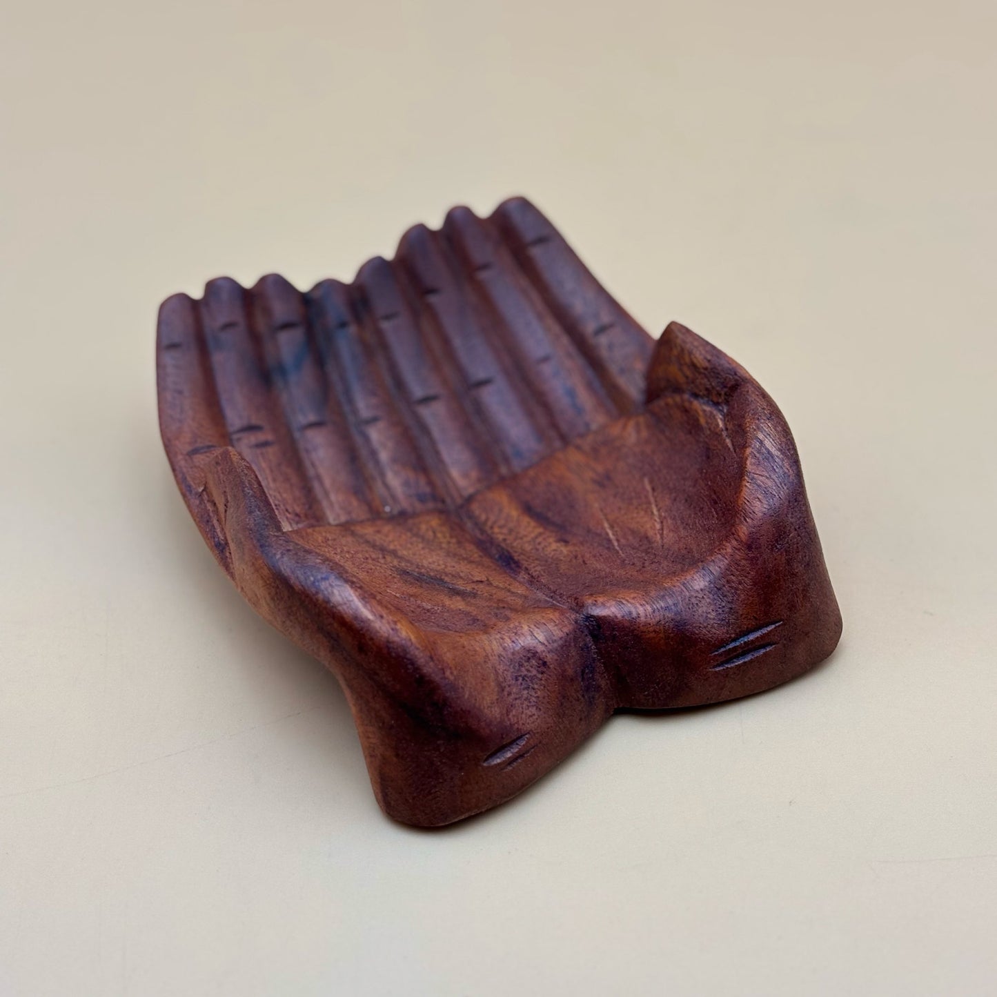 Hand-Carved Wooden Offering Hands Bowl (Indonesia)