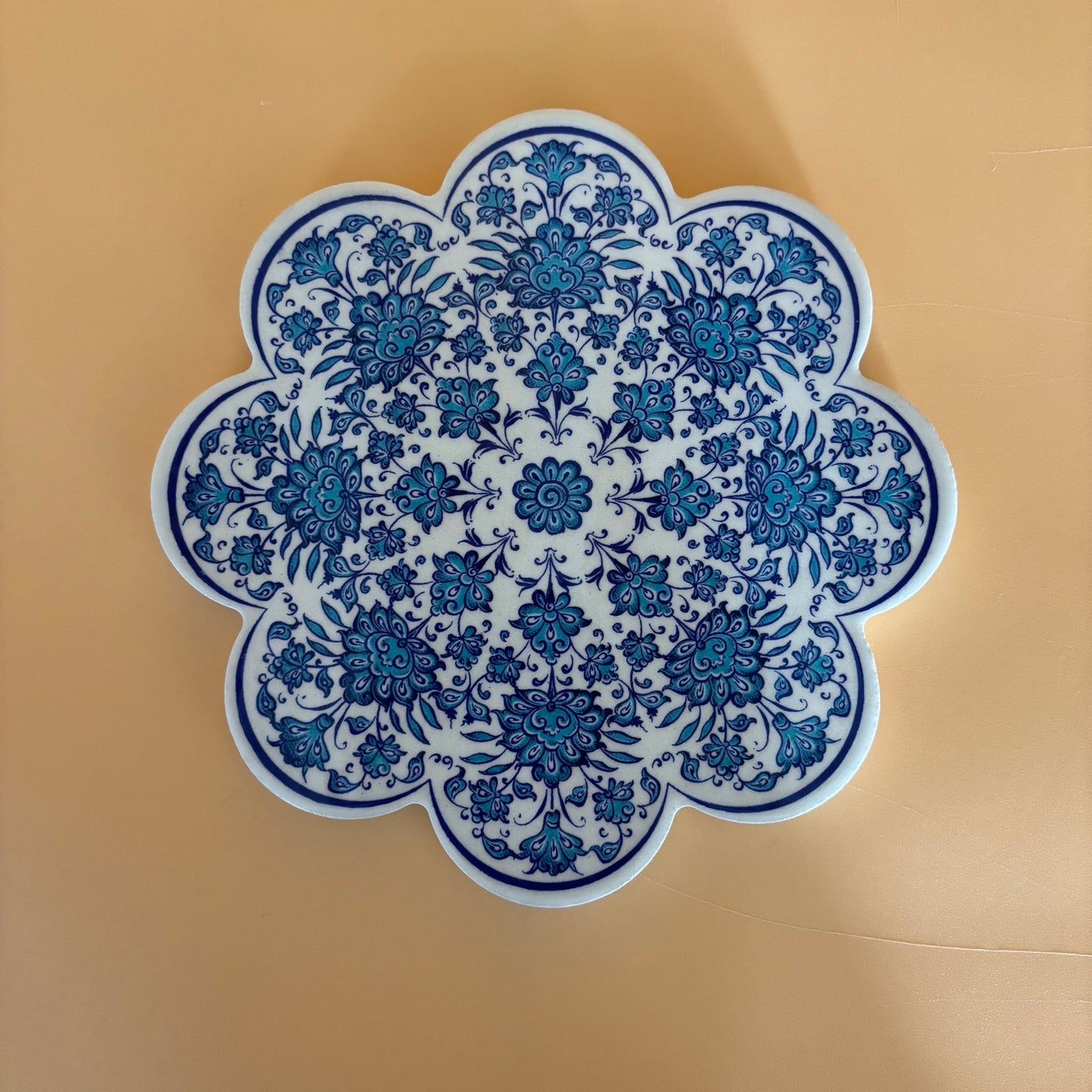 Istanbul Street Bazaar Iznik Turkish Ceramic Trivet – 7.25” Floral Tile