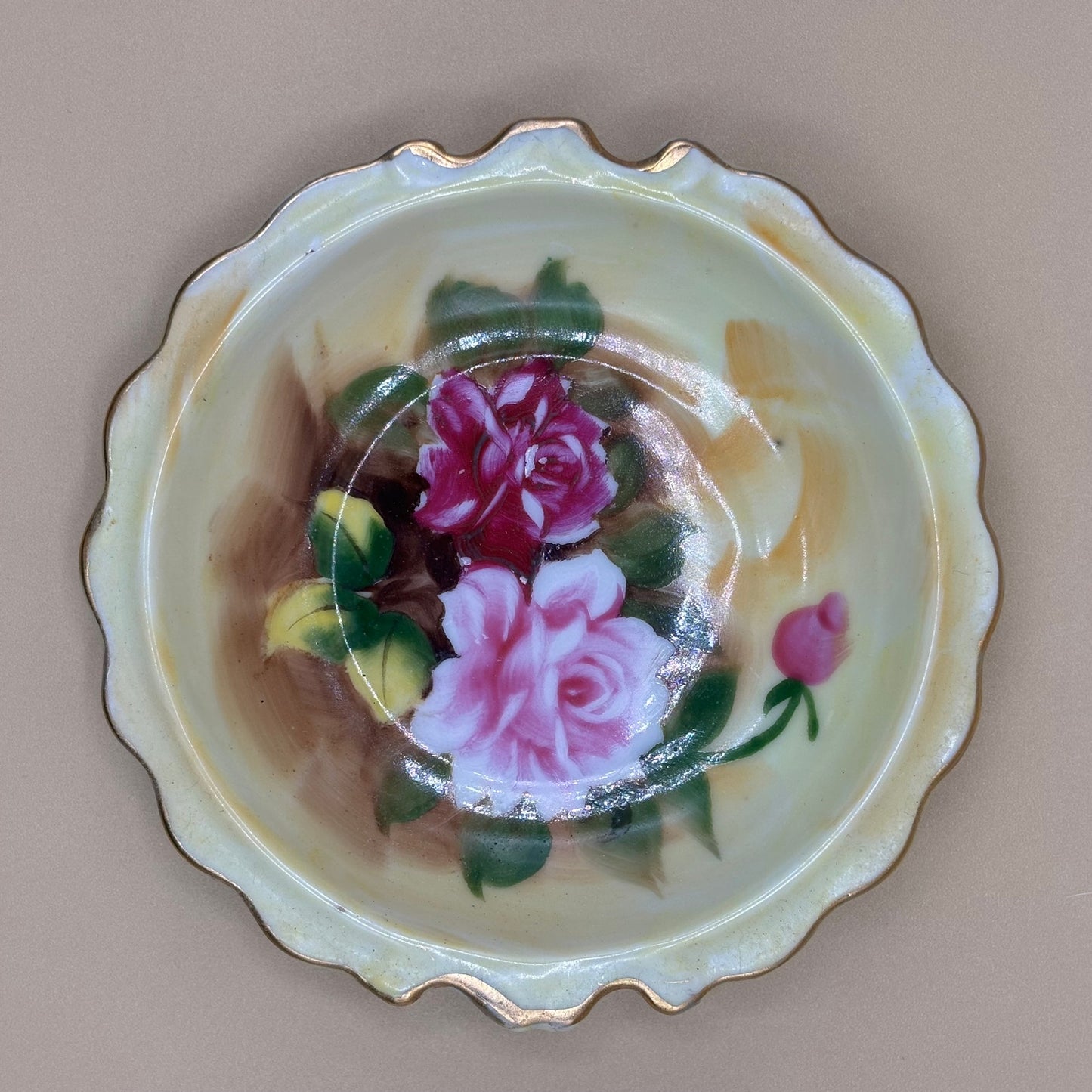 Vintage Enesco® Porcelain Mini Pitcher and Bowl Wash Basin Set w/Pink Roses E2359