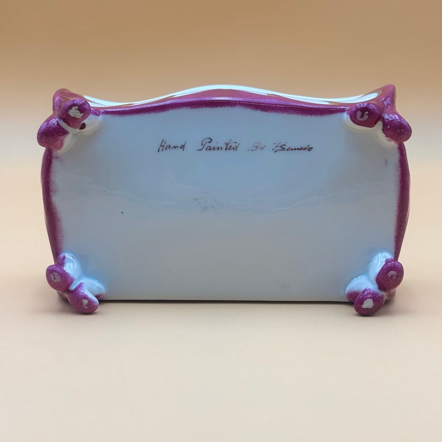 Hand Painted Porcelain Footed Dish Signed “By F. Semedo” – Sèvres-Style Scene
