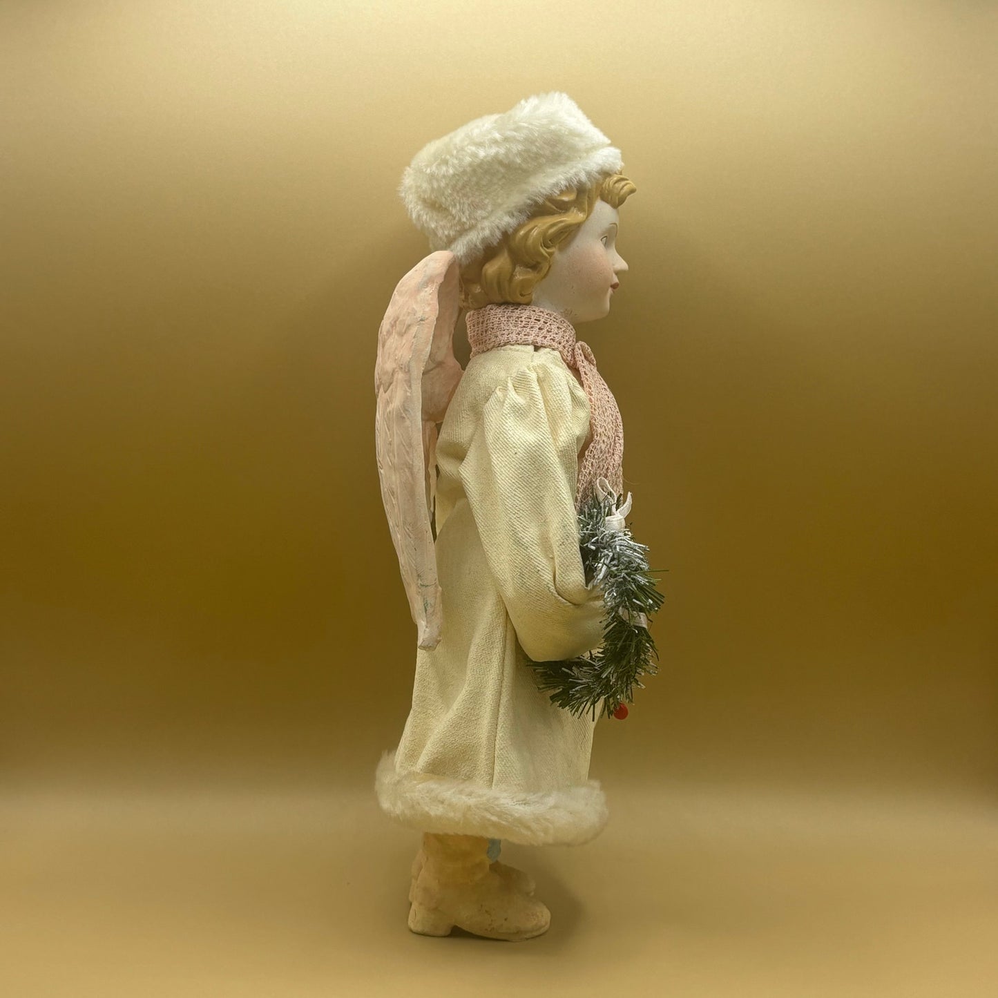 VTG RUSS Winter Doll with Christmas Wreath - Made in Philippines