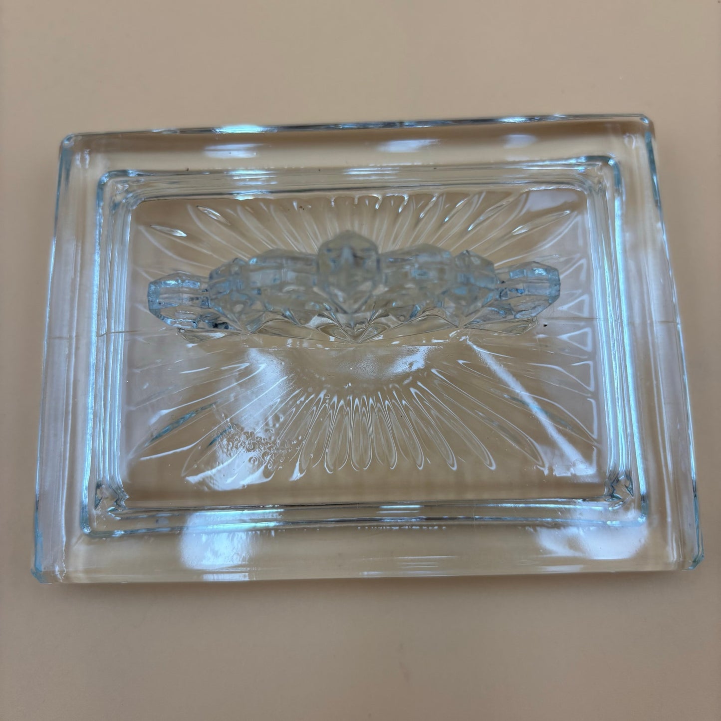 Vintage Clear Pressed Glass Snowflake Trinket Box