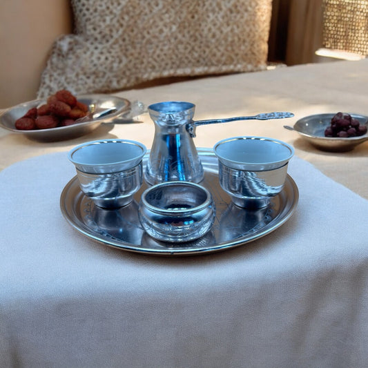 Antique Turkish Coffee Set with Tray, Cups, Pot & Accessories