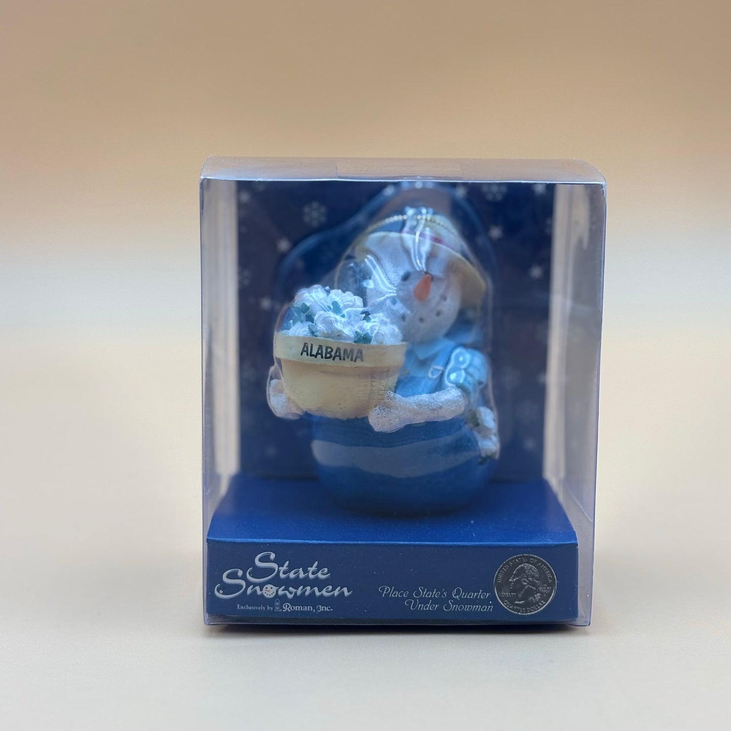 2001 Alabama State Quarter Snowman Vintage Ornament with Box