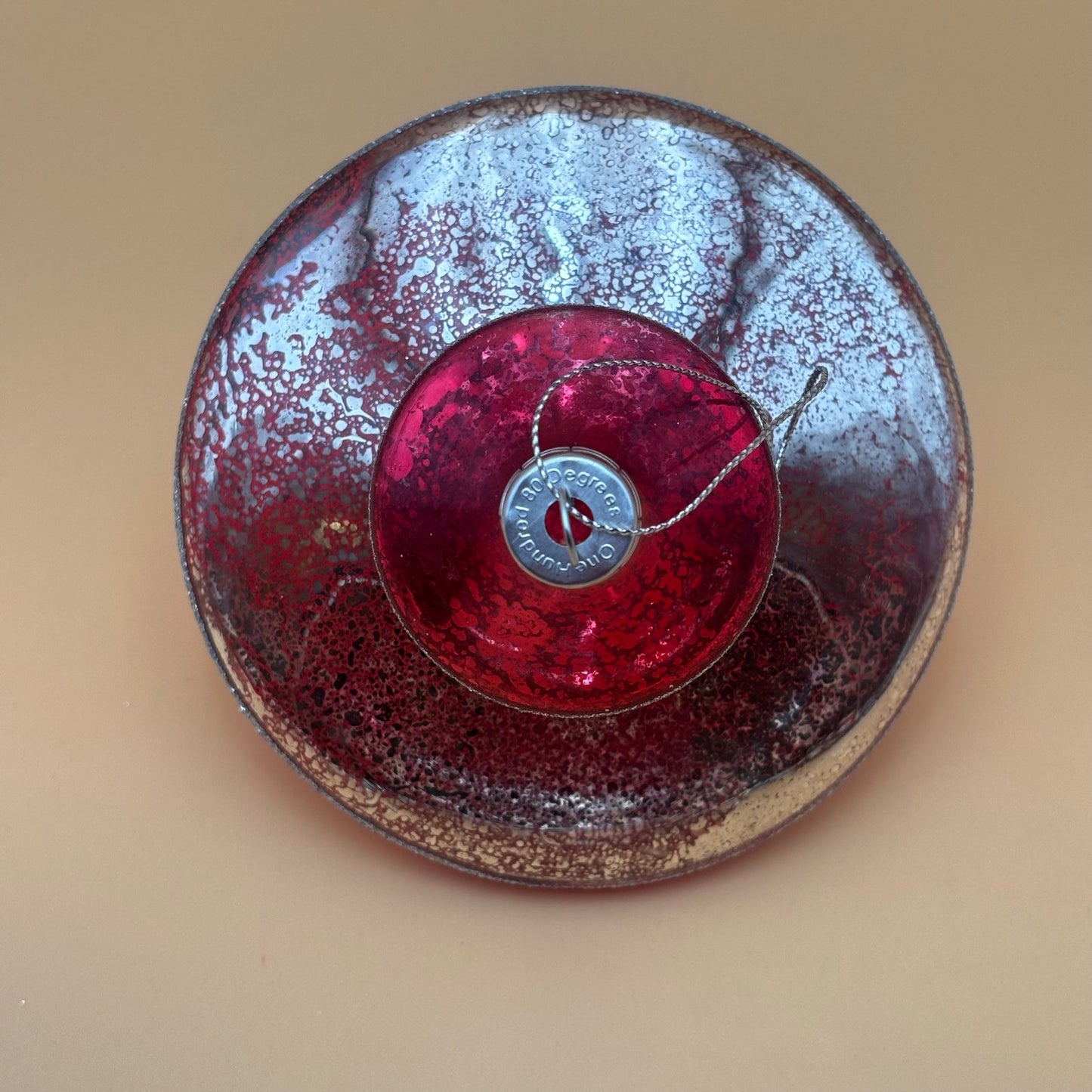 Tinsel Town Hand-Blown Glass Finial Ornament with Box Red & Silver