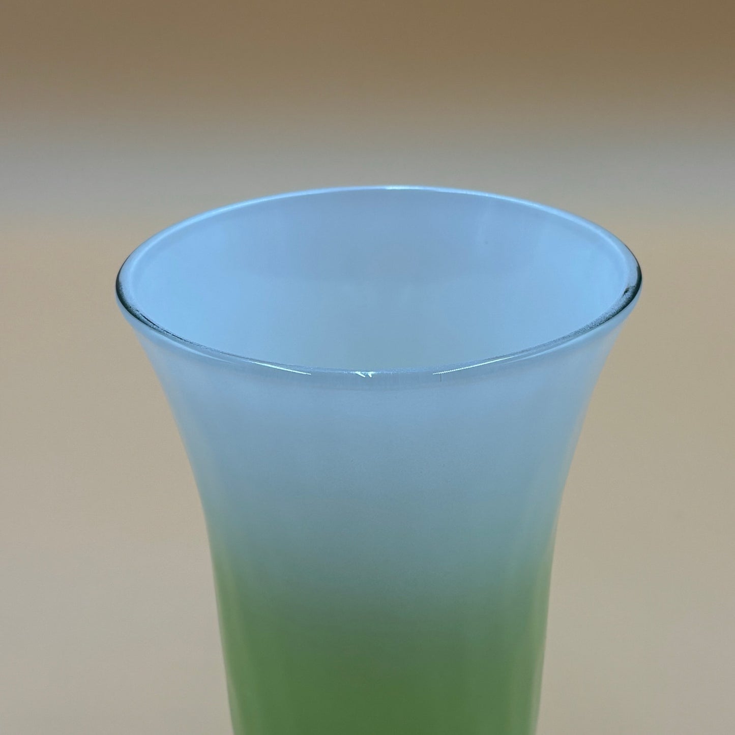 Vintage Green Ombre Art Glass Vase, Signed “L” – 8.25” Tall