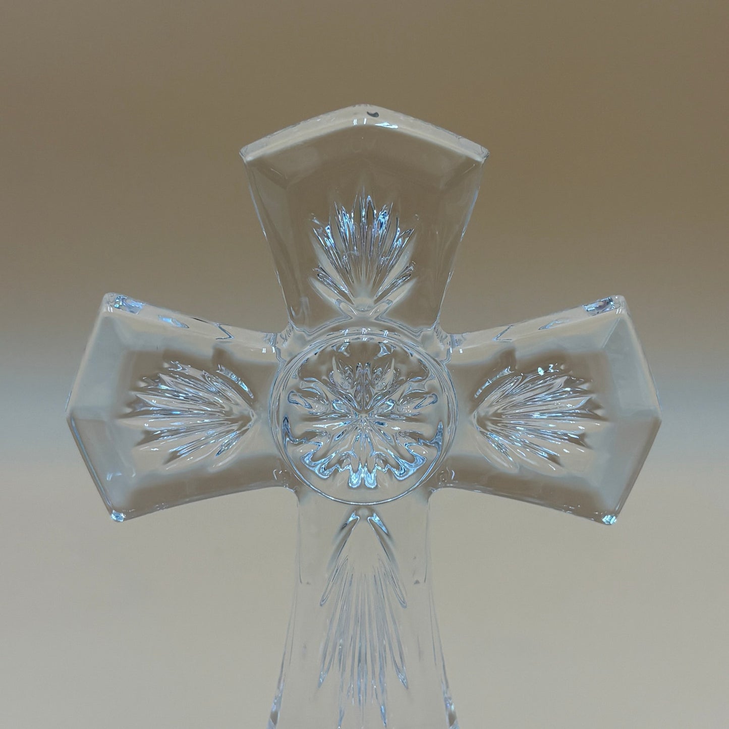 Crystal Cross Figurine - 7" Religious Home Decor
