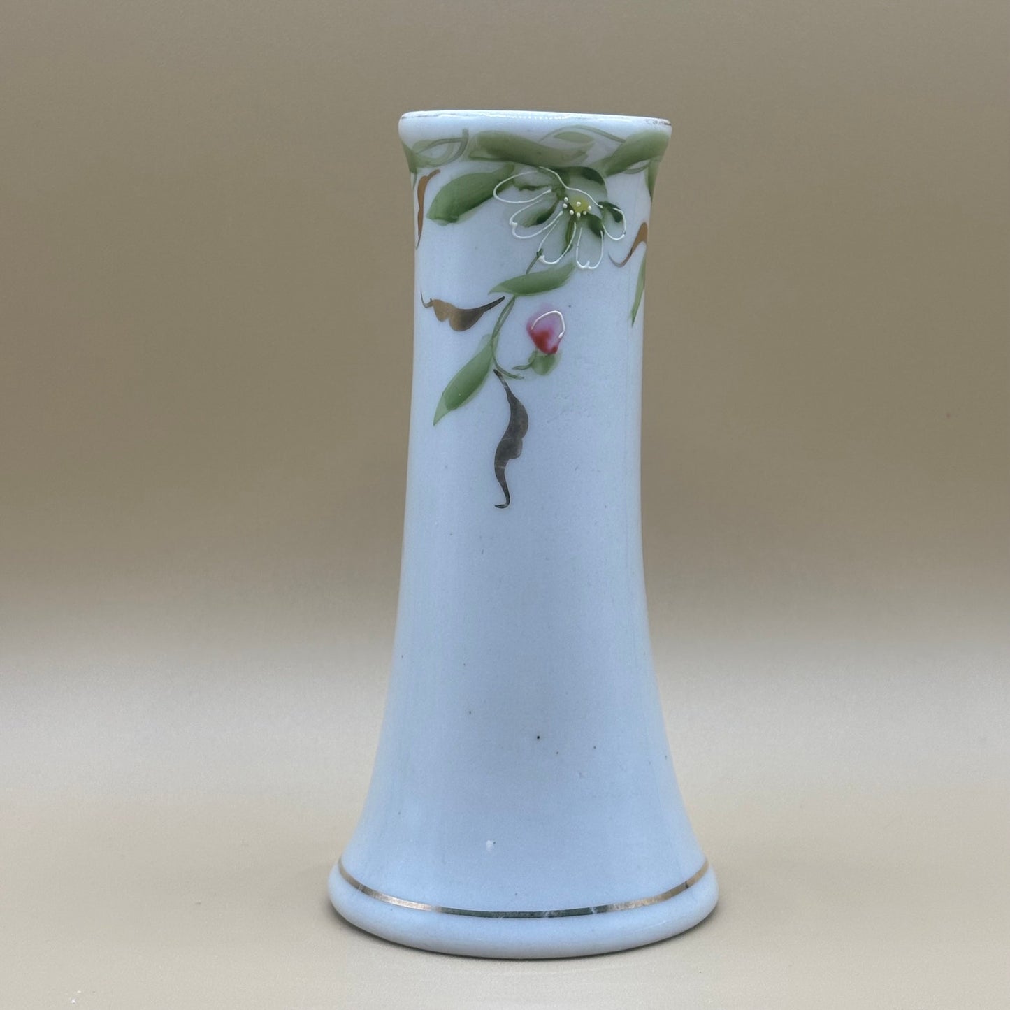 Vintage Hand-Painted Hat Pin Holder - Pink Florals with Gold Accents