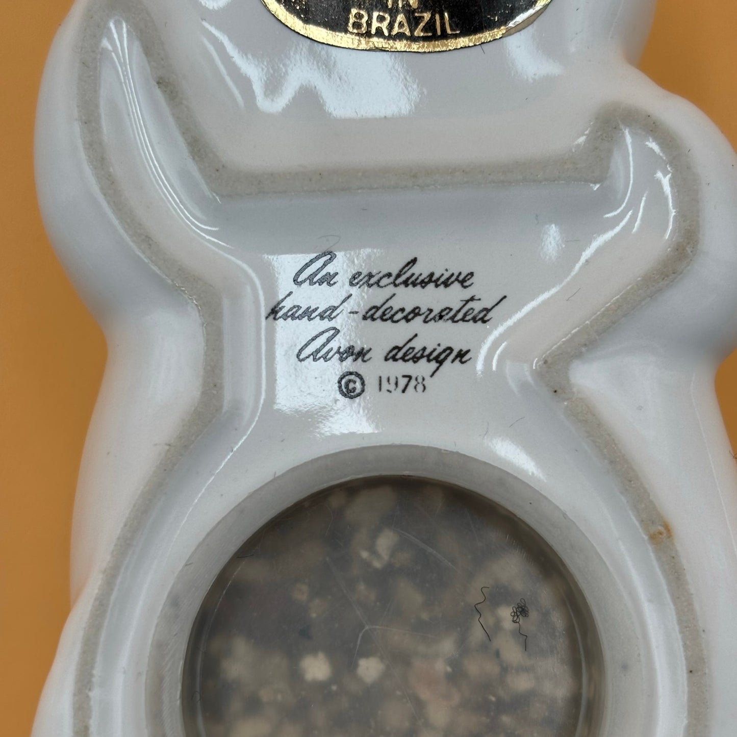 Vintage 1978 Avon Ceramic Pig Sachet – Floral Sleeping Pig with Bow, Made in Brazil