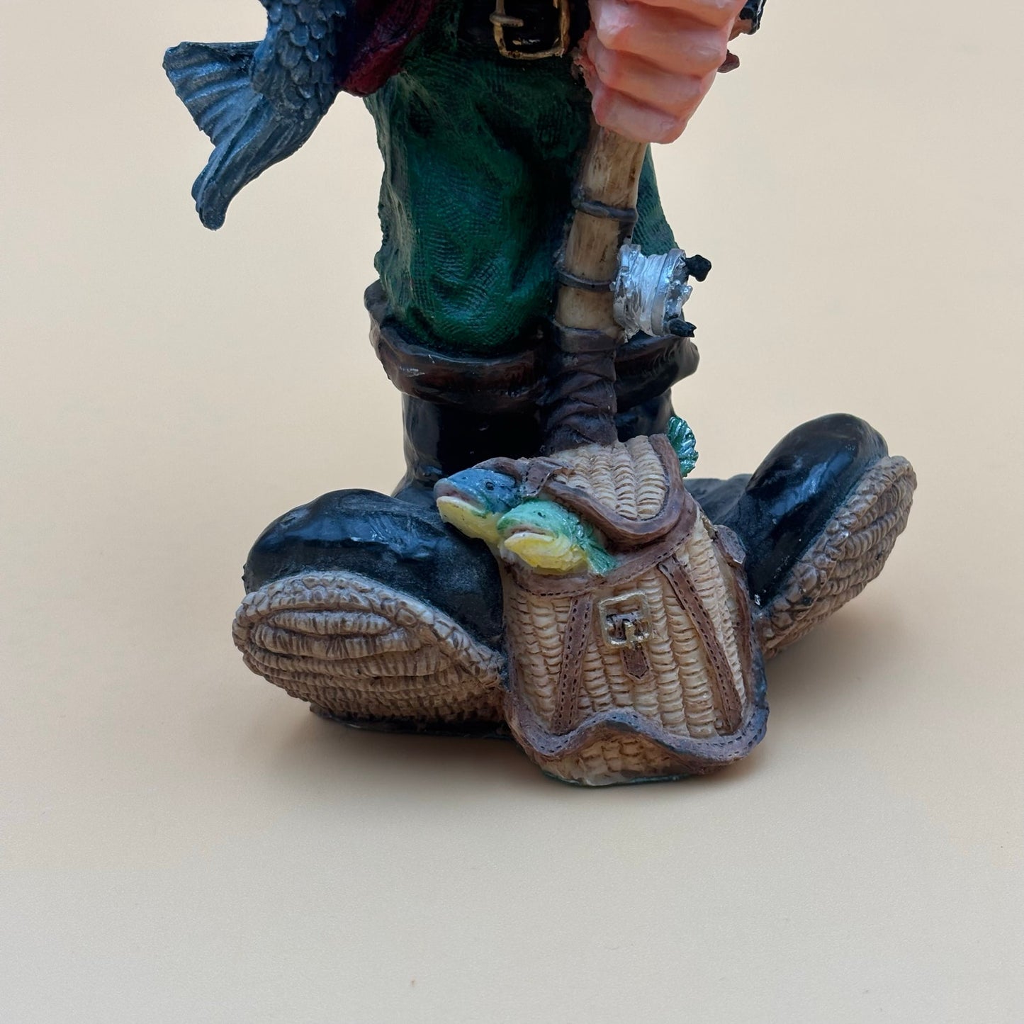 Funny Vintage Hillbilly Fisherman Figurine with Fish Catch