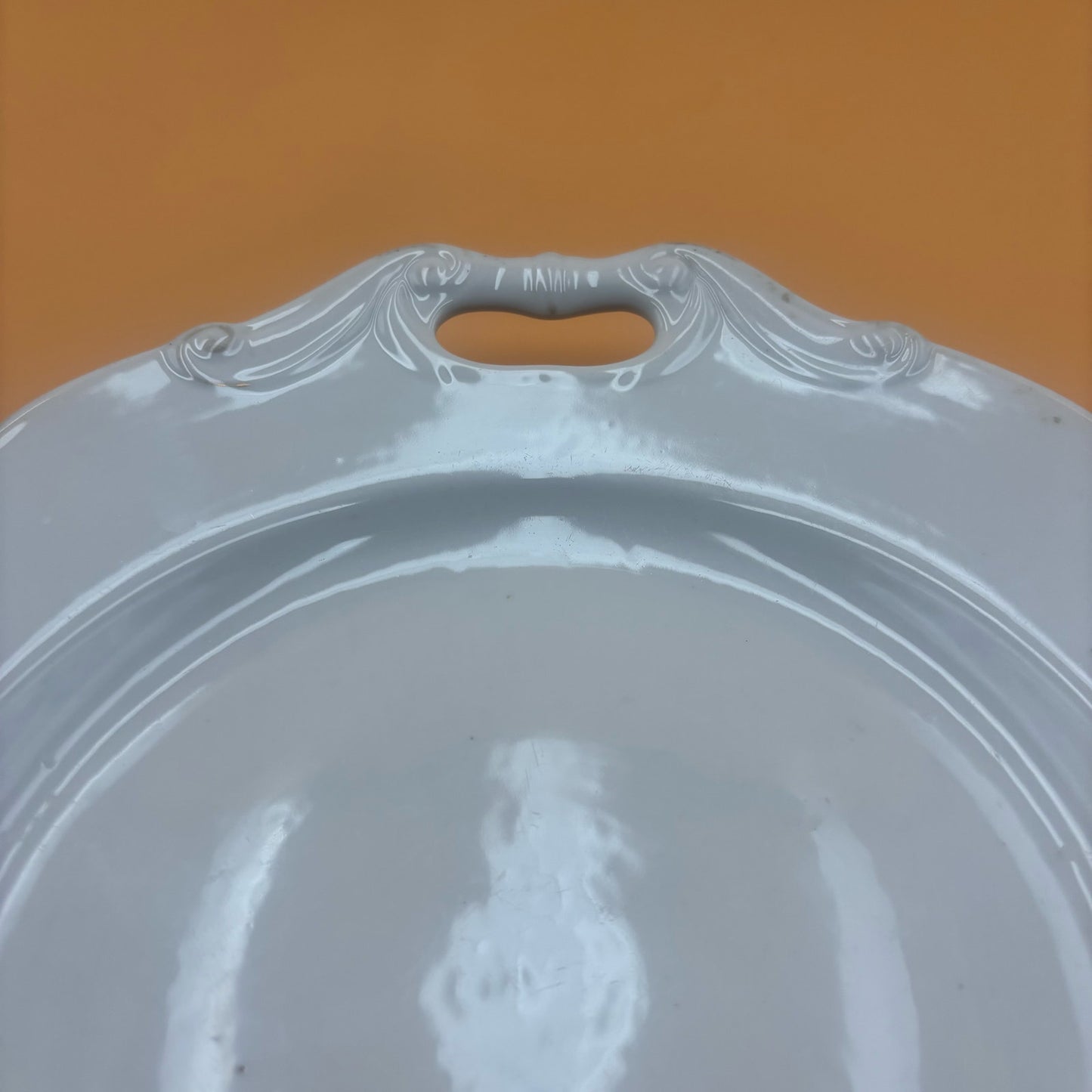 Vintage Porcelain Serving Plate with Handles – Floral Design