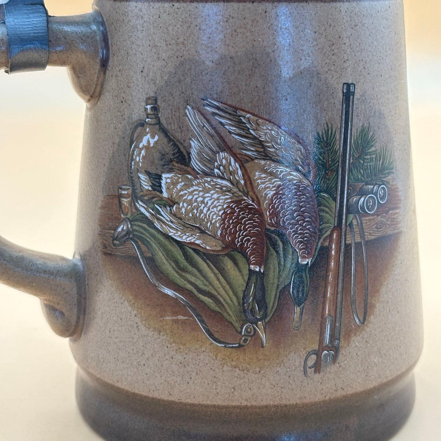Vintage Marzi & Remy German Beer SteinPh easant & Deer Hunting Scene Pewter Lid