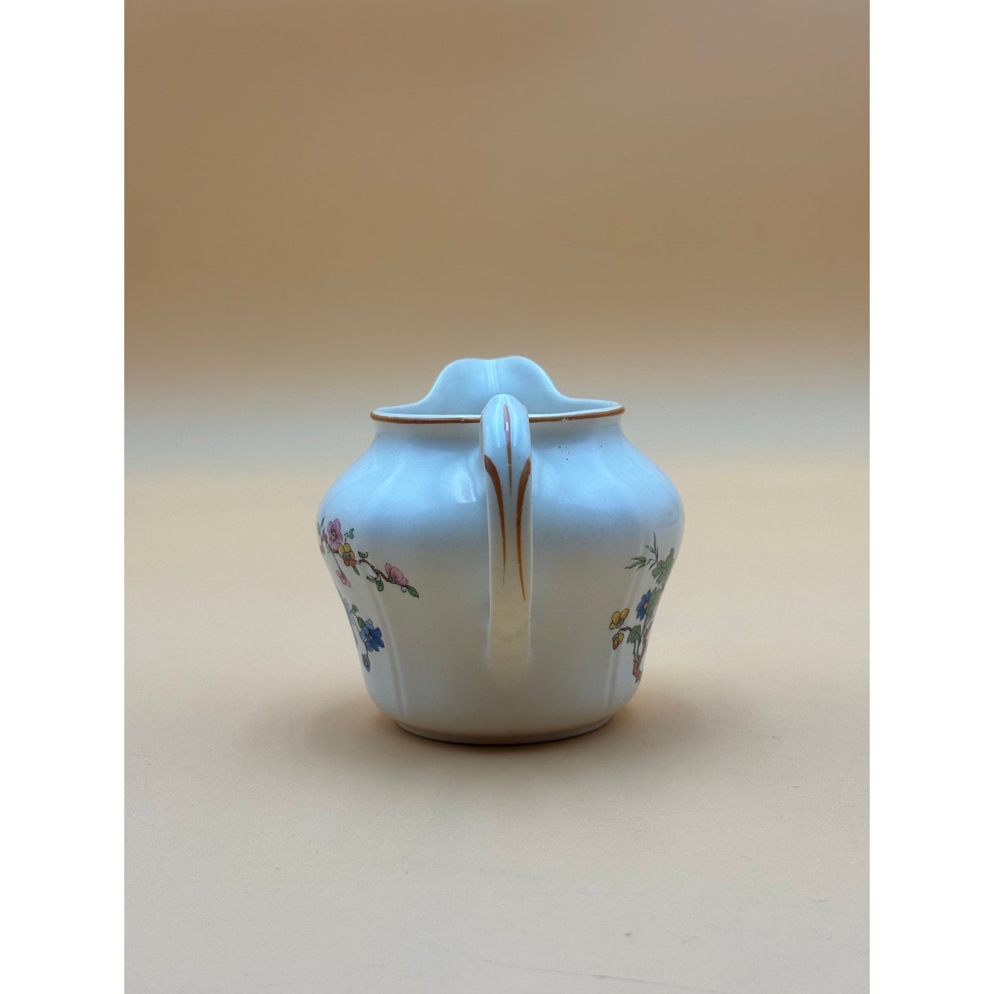 Vintage Ivory China Floral Creamer with Gold Trim K.T.&K.
