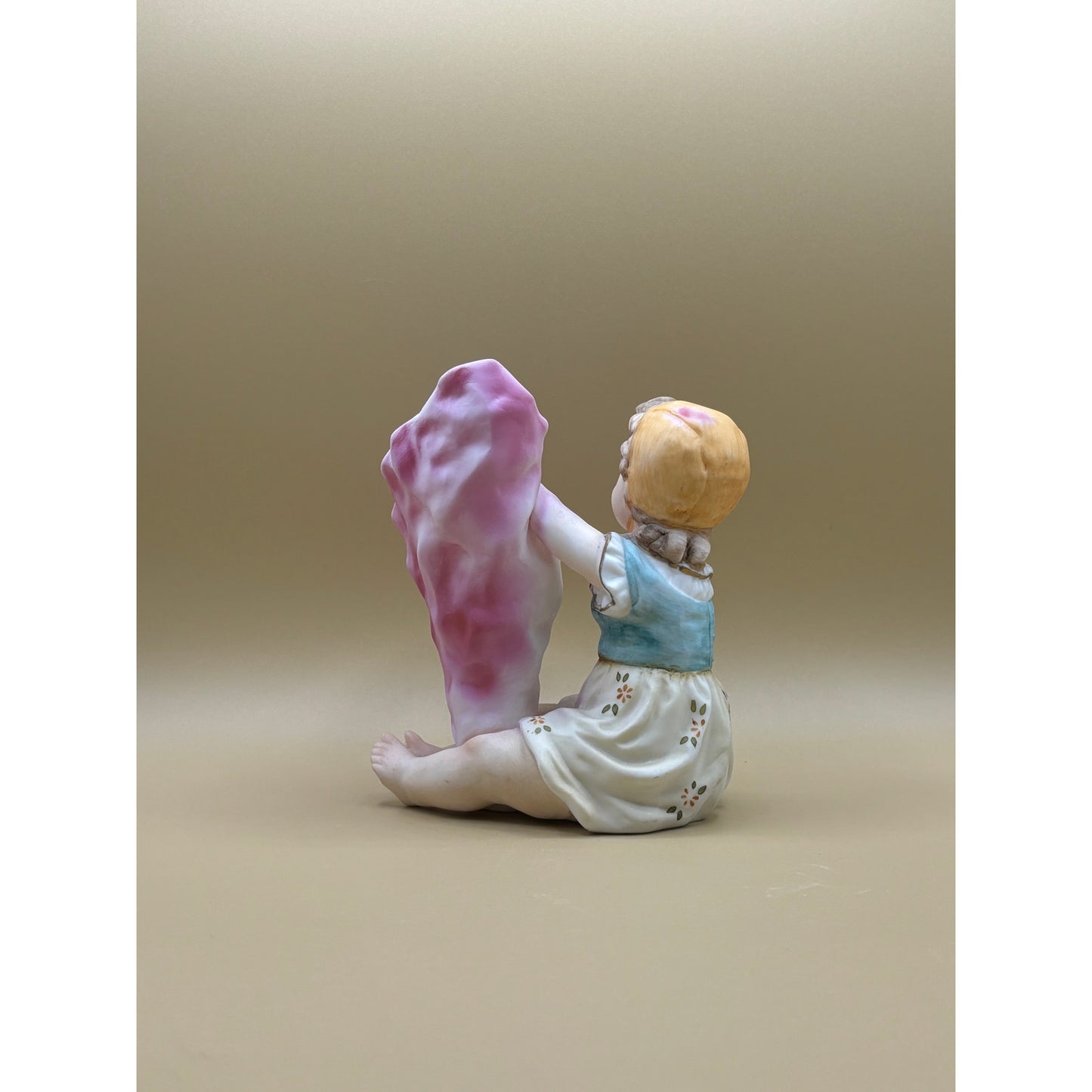 Vintage Japanese Bisque Girl with Tulip Vase 5.25"