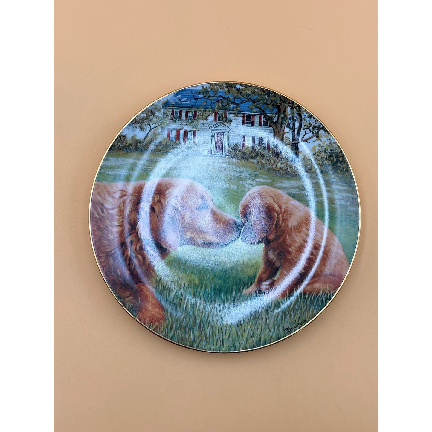 Golden Moment Collector Plate Golden Retrievers by Patricia Bourque