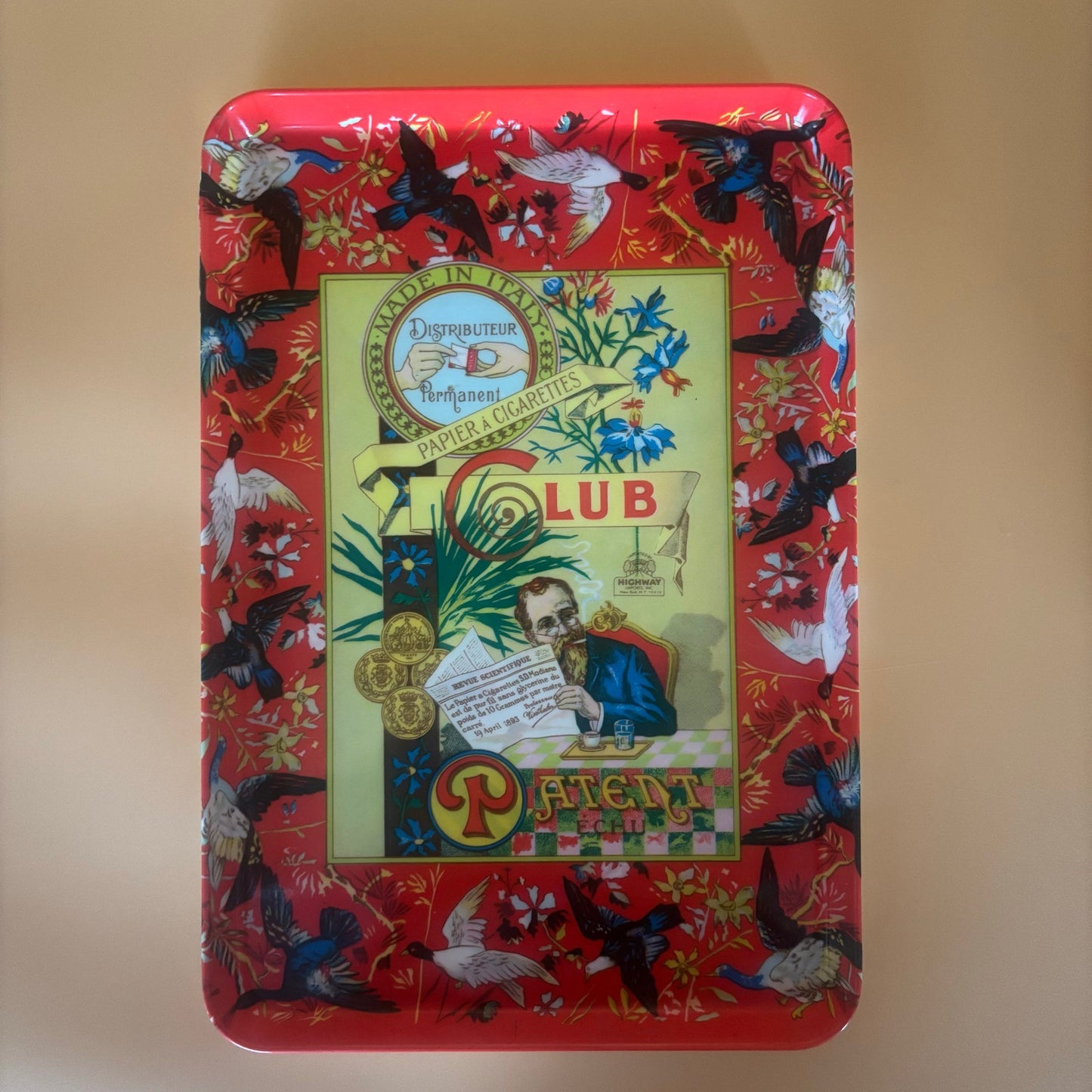 1970's Club Modiano “Patent ECHU” Tray – 13” x 9” Graphic Cigarette Design