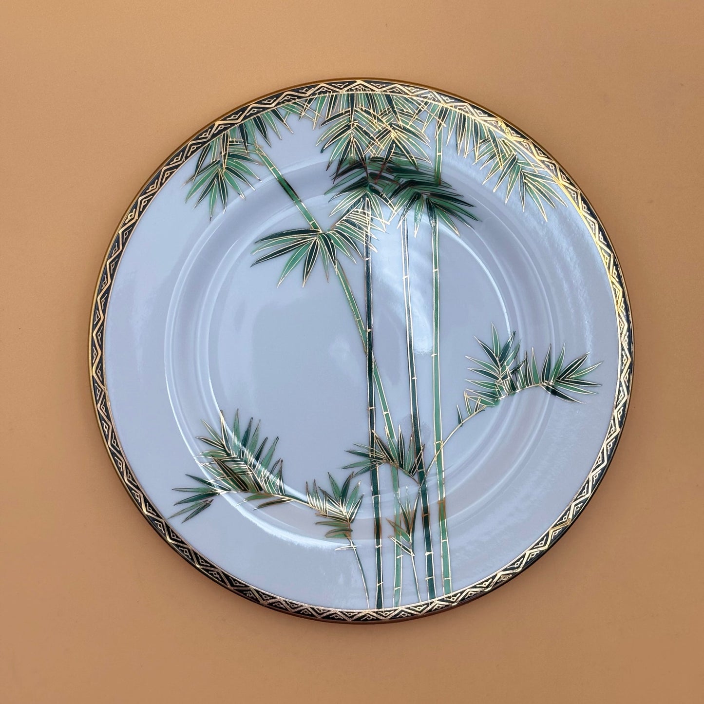 Set of 4 Vintage Hand-Painted Bamboo Plates – Japan