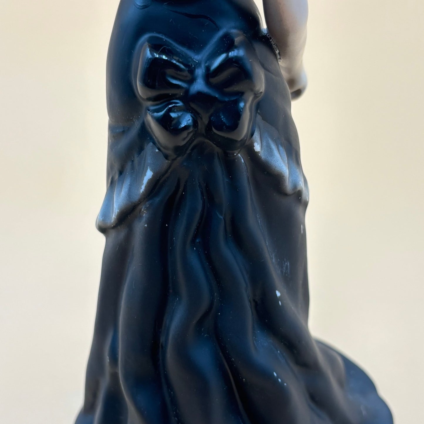 Vintage Porcelain Elegant Lady Figurine in Black Dress with Hat