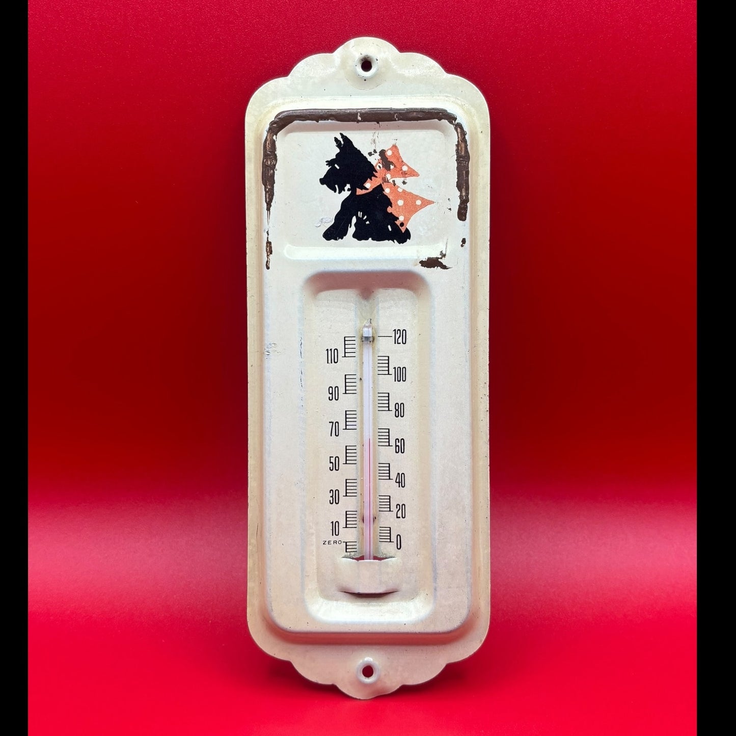 VTG Scottie Dog Metal Thermometer