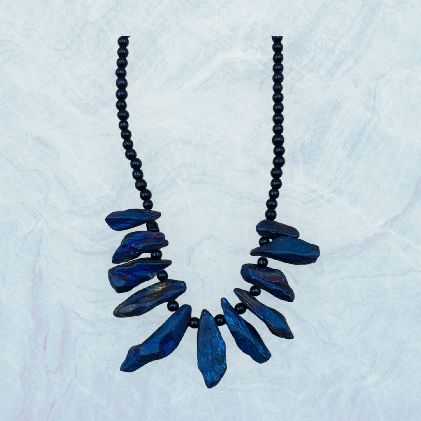 Blue Aura Quartz Crystal Necklace