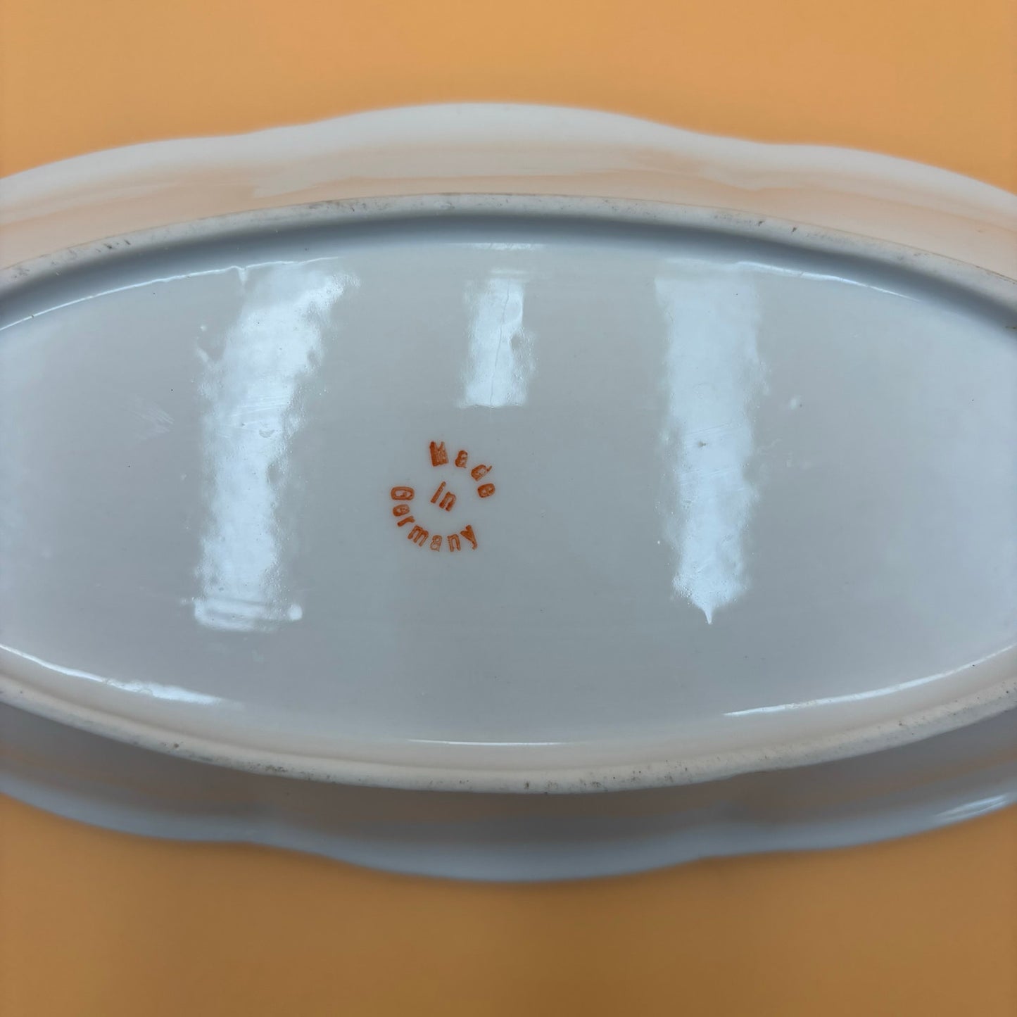 Vintage Made in Germany Porcelain Oval Dish – Pink & Yellow Roses with Handles