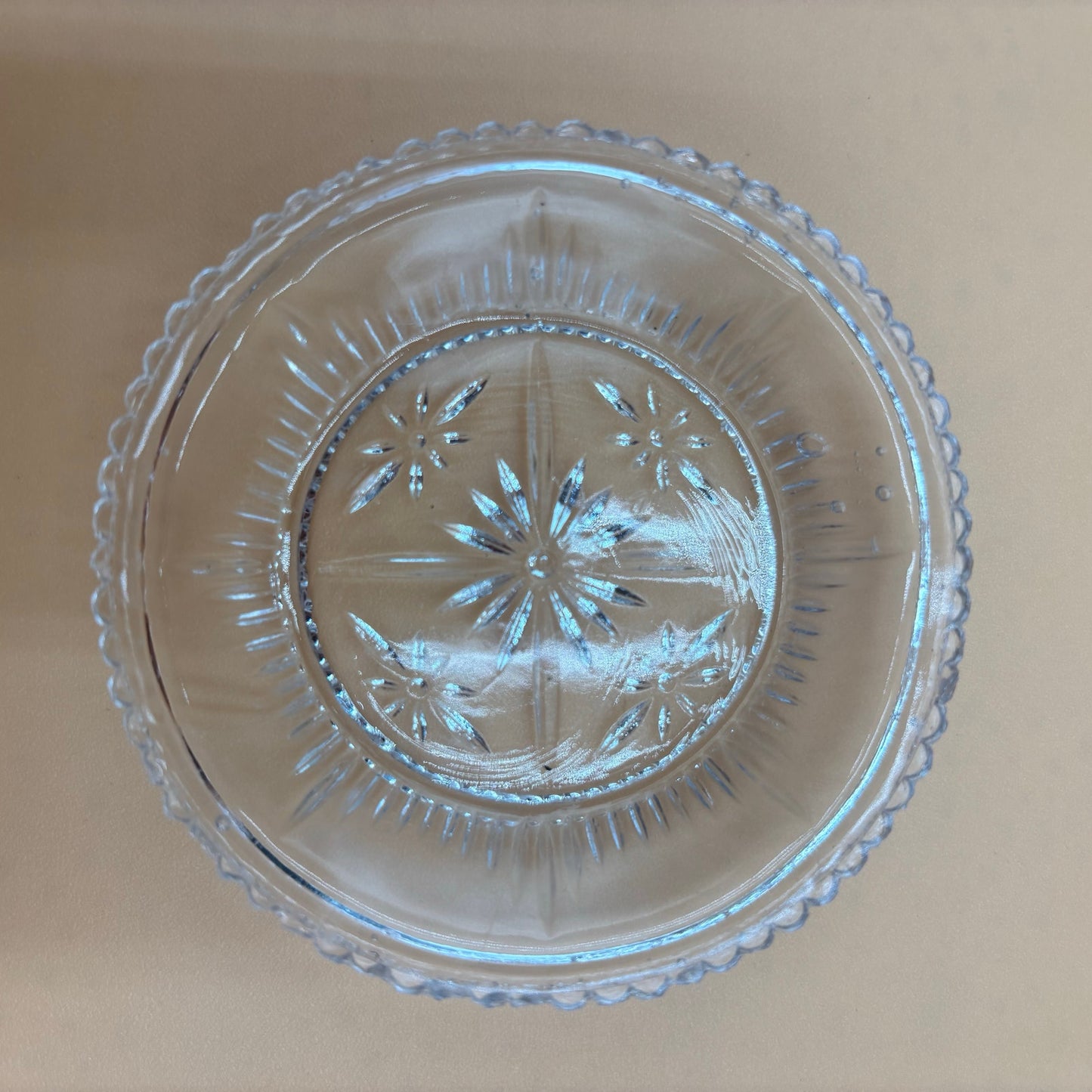 Vintage Pressed Glass Trinket Dishes - Set of 3 - Mixed Patterns