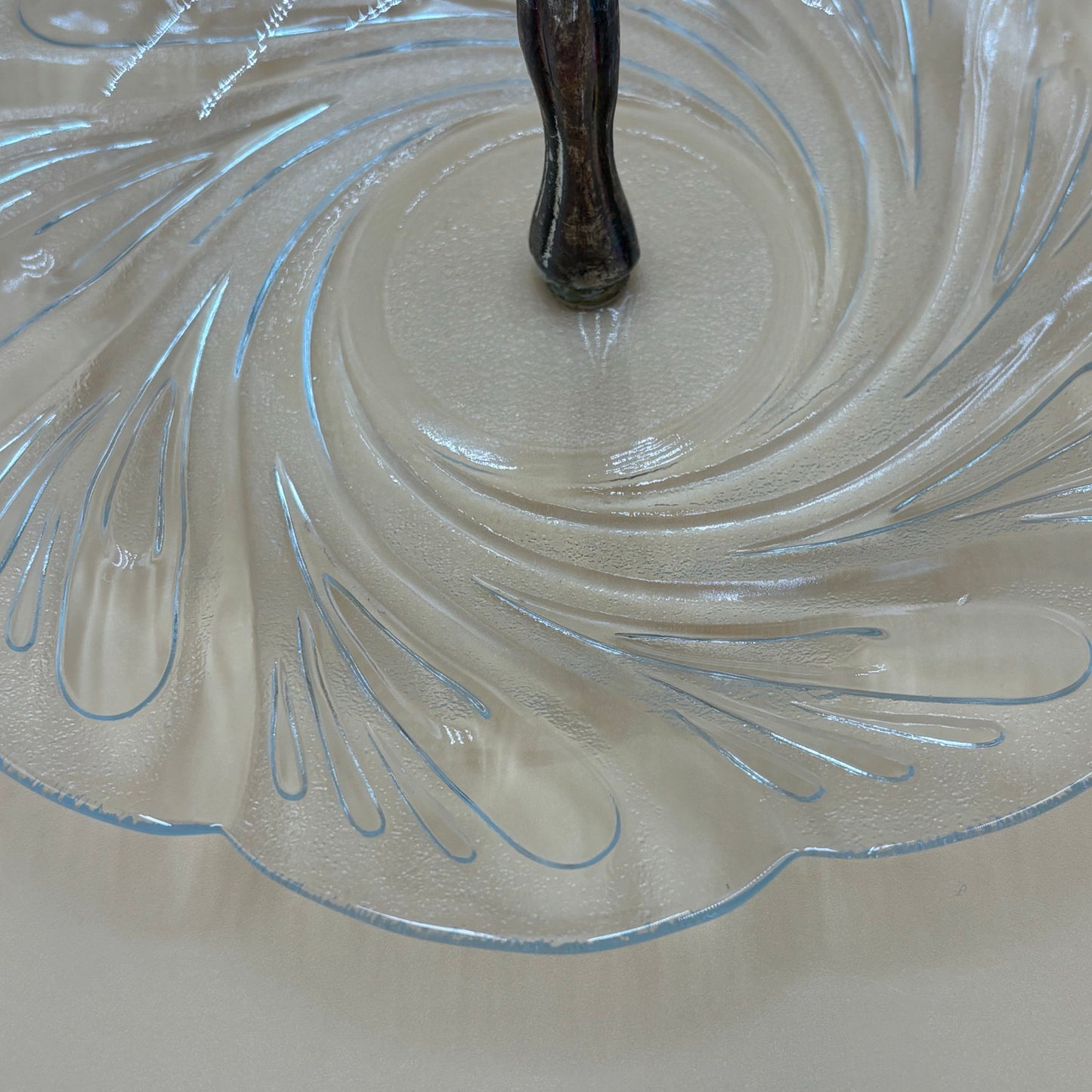 Vintage Glass Serving Dish With Silver Handle