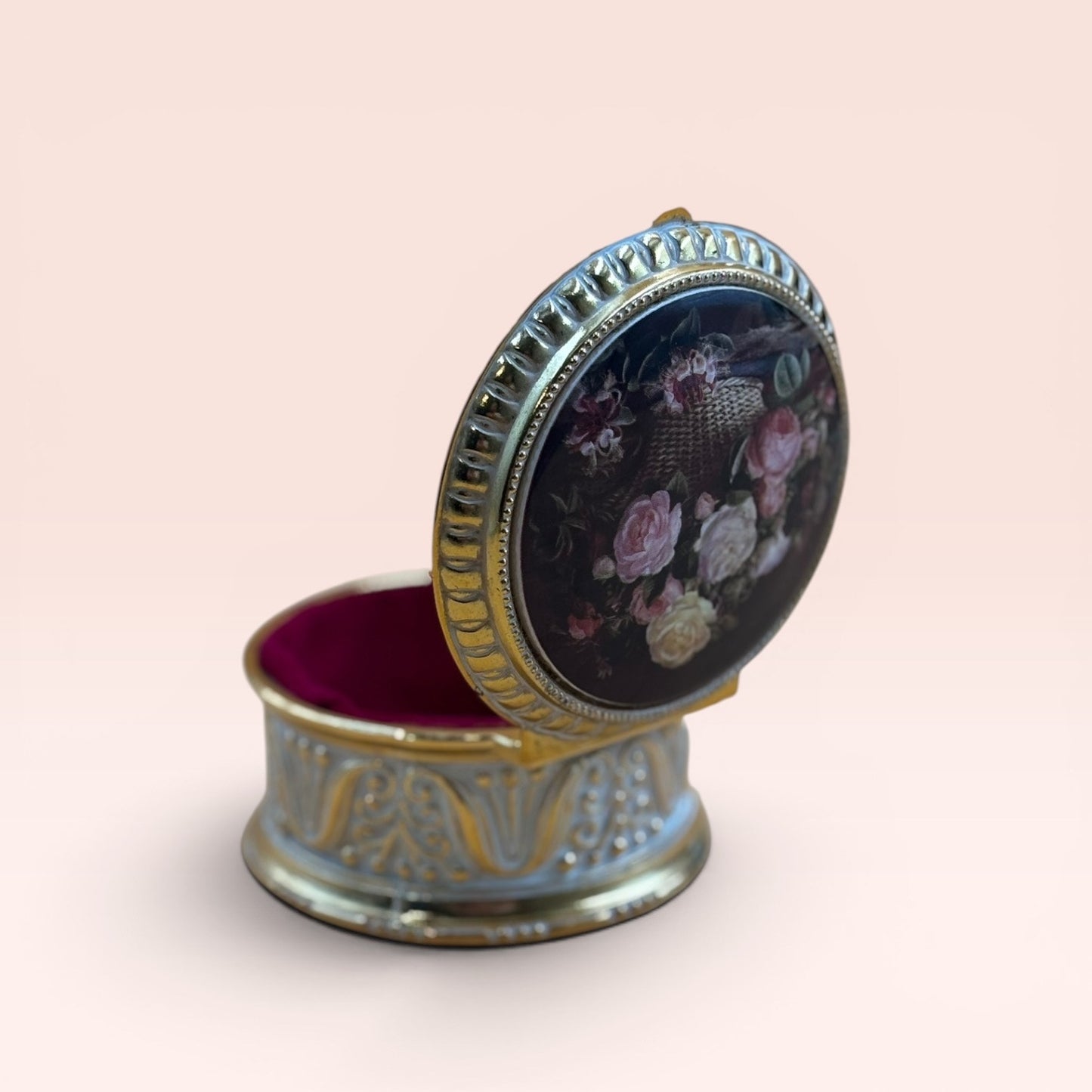 Vintage San Francisco Music Box Floral Trinket Box Plays I Will Wait For You