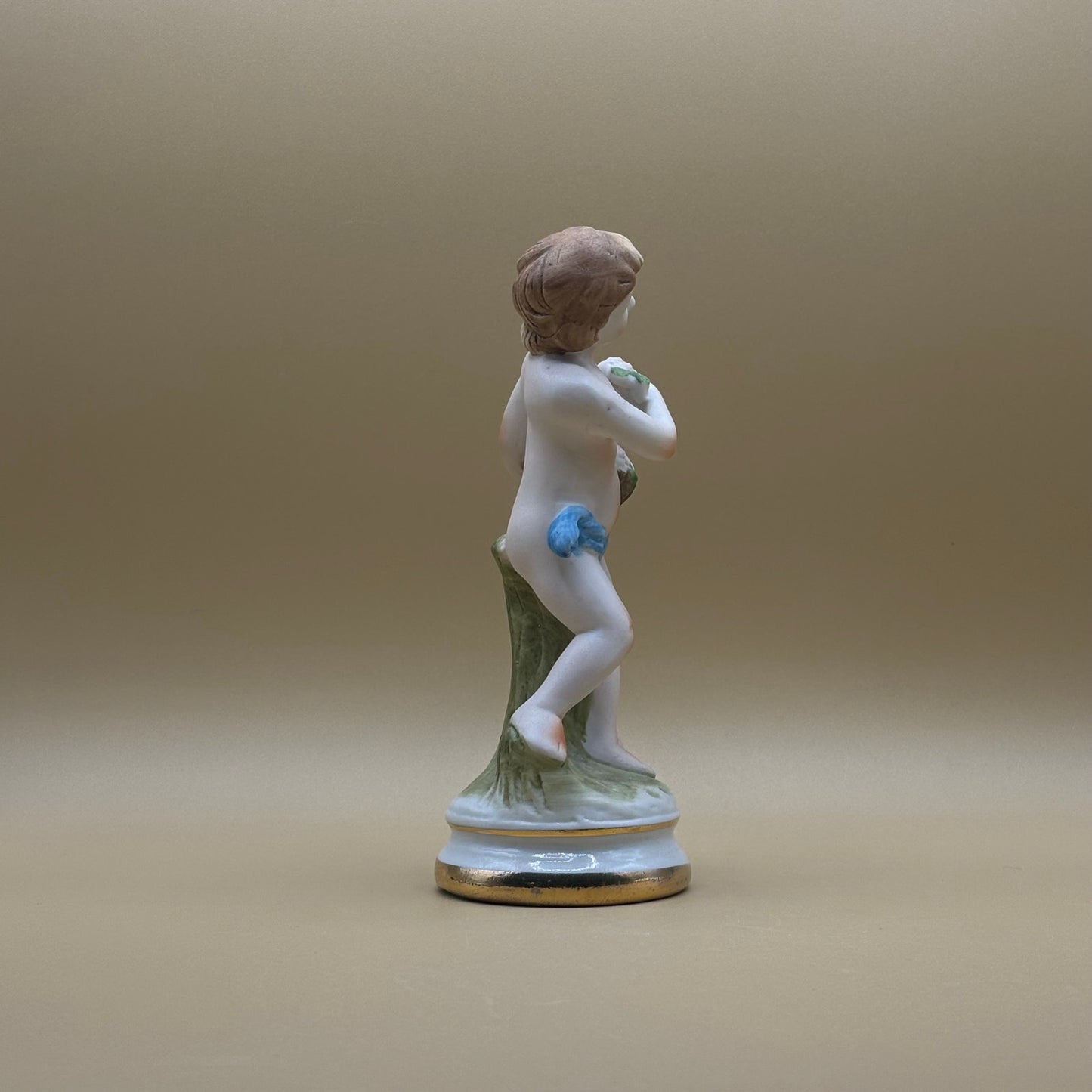 VTG Porcelain Standing Cherub with Rose Basket