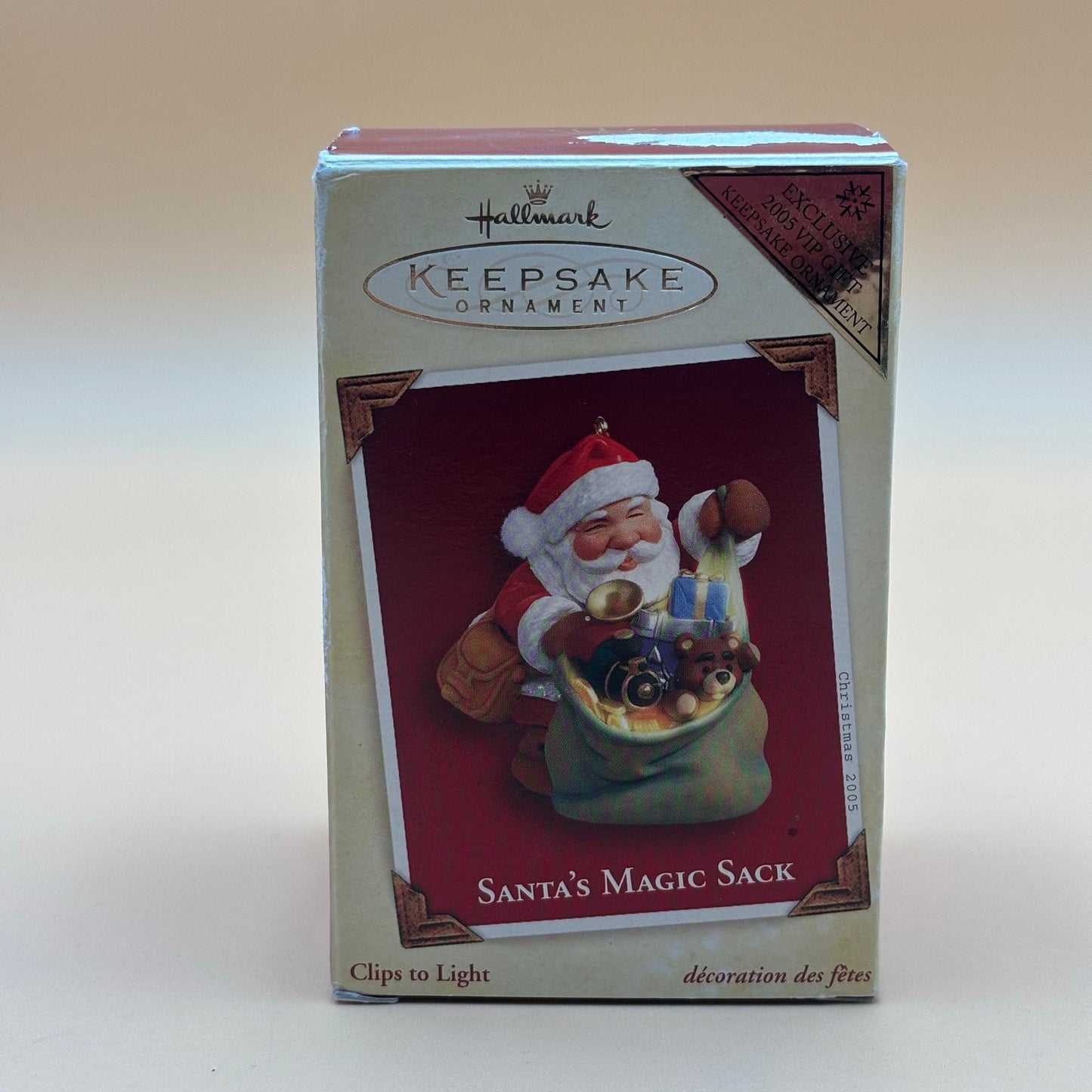 1996 Hallmark Keepsake Ornament Santa’s Magic Sack with Box Clips to Light